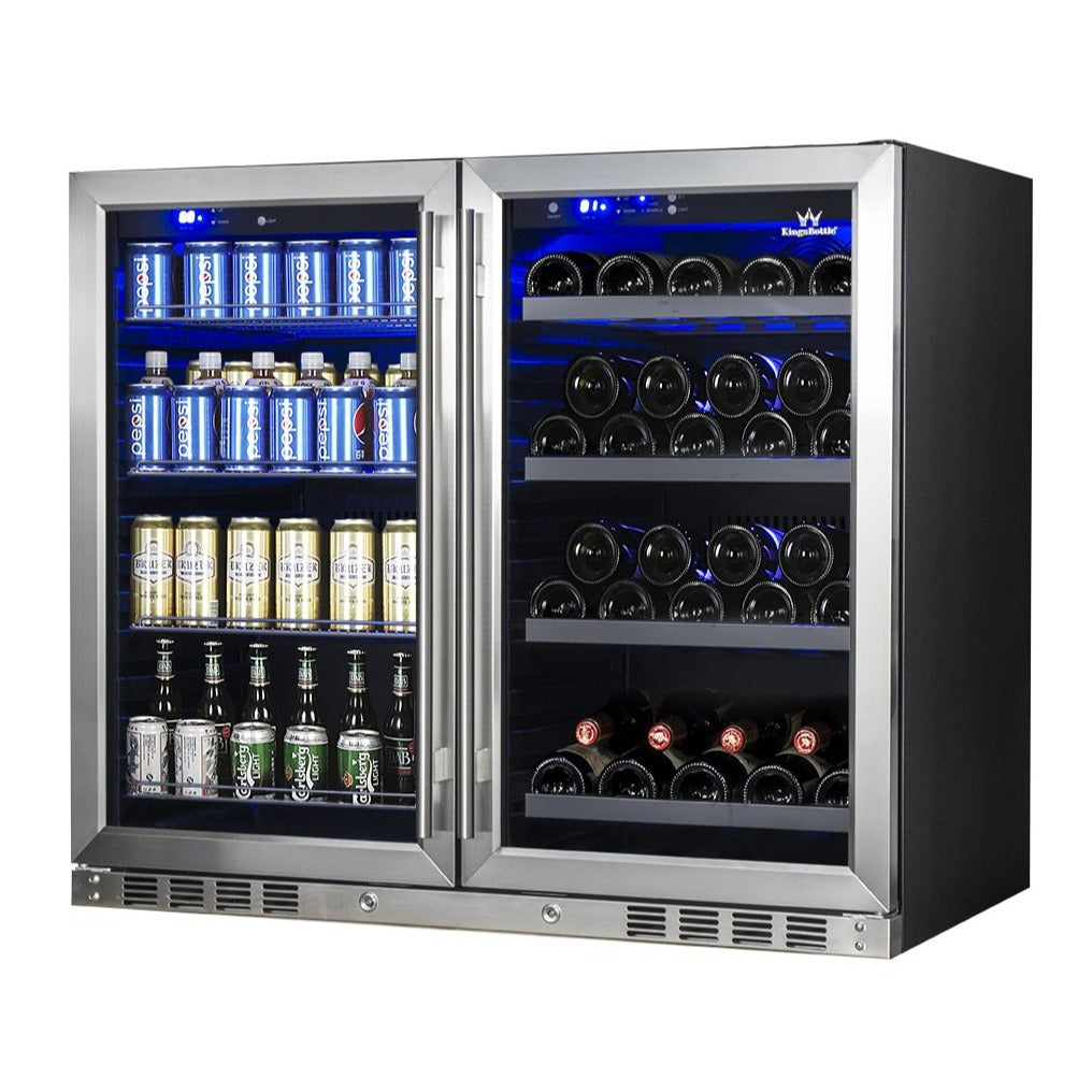 KingsBottle 39" Under Counter Dual-Zone Wine & Beer Fridge Combo