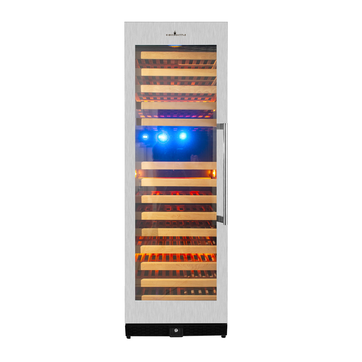 KingsBottle Tall Large Wine Refrigerator – Glass Door, Stainless Trim