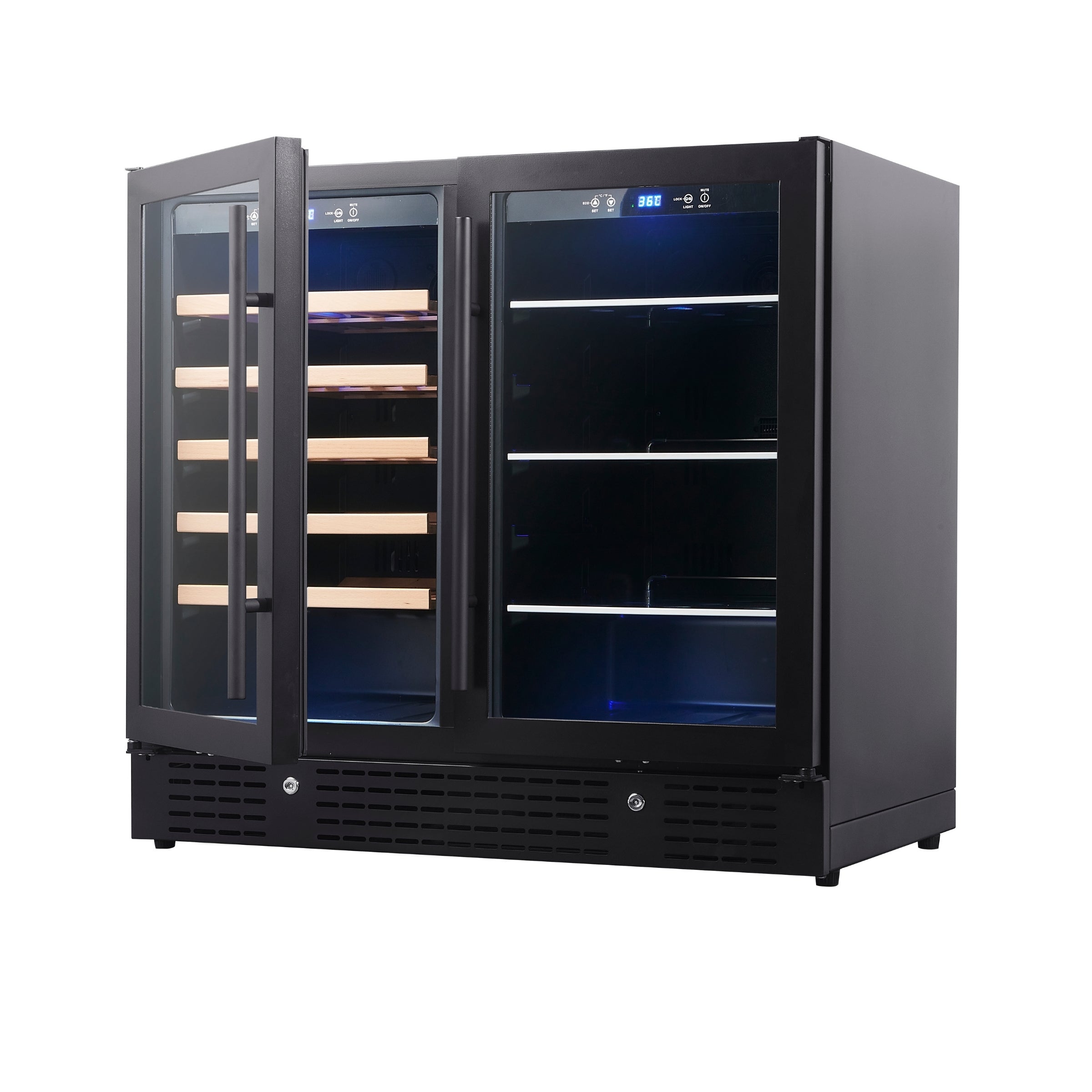 KingsBottle 36" Dual-Zone Beer & Wine Cooler with Low-E Glass Door
