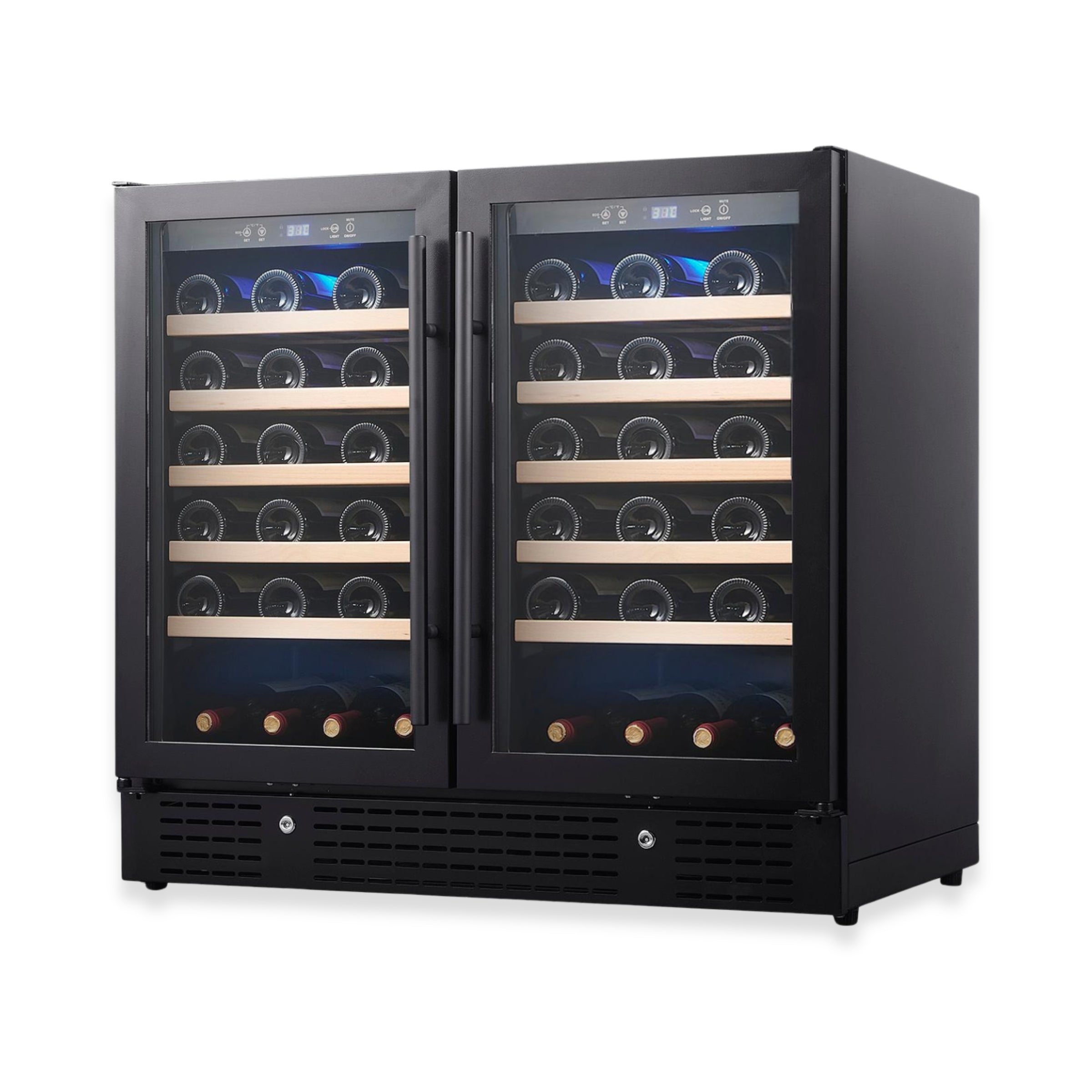KingsBottle 36” Under Counter Dual-Zone Wine Cooler – Low-E Glass