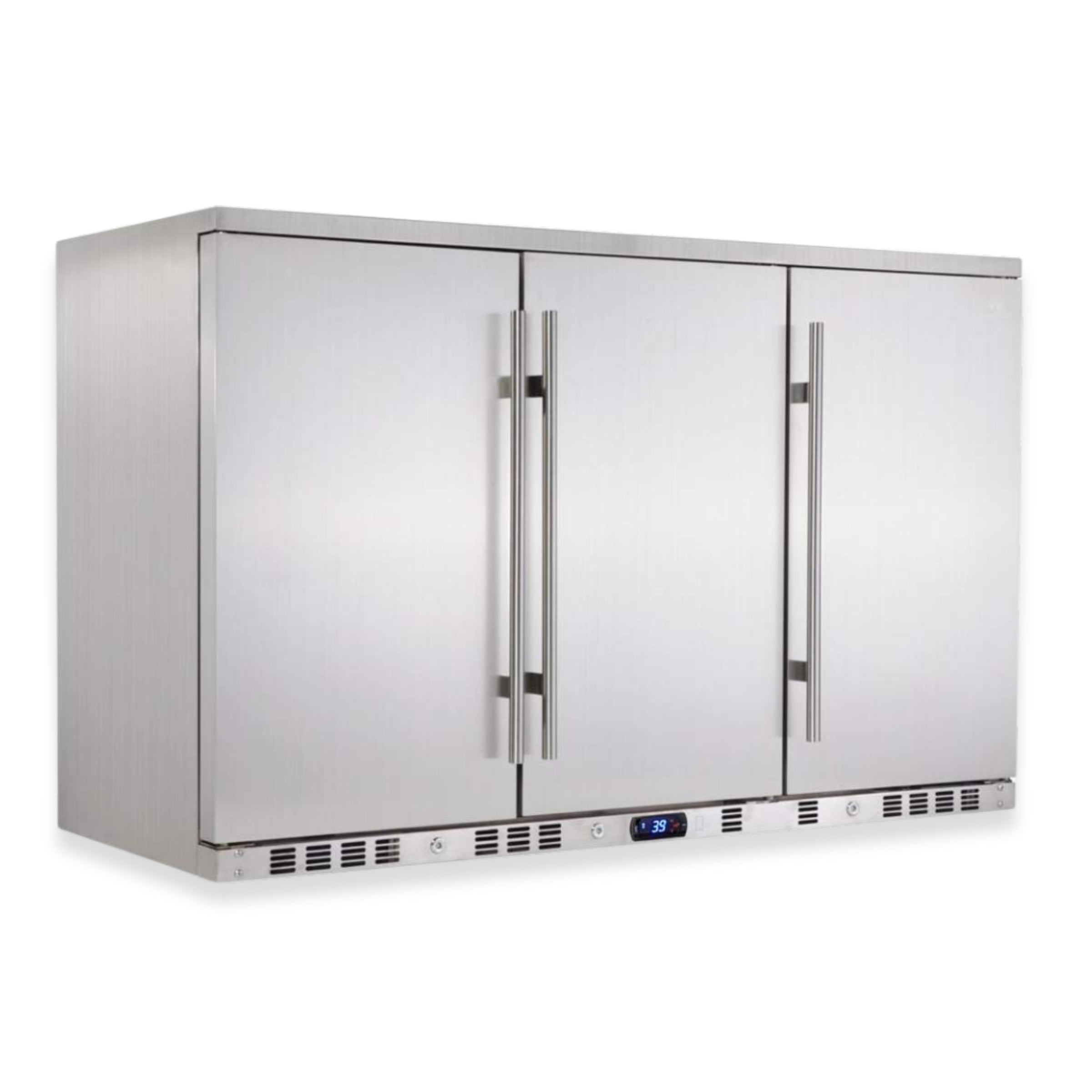 KingsBottle 53" Outdoor 3-Door Solid Stainless Steel Beverage Cooler