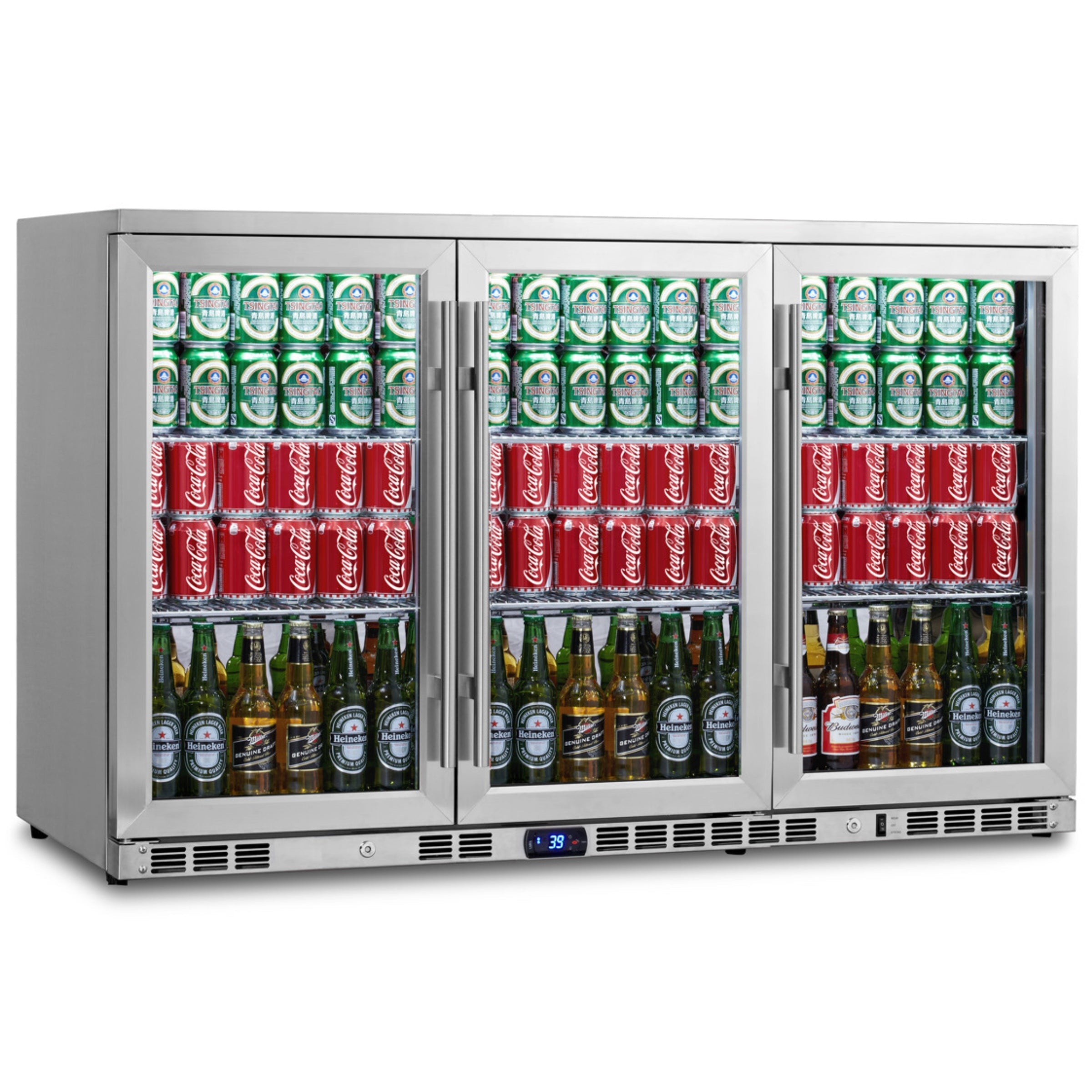 KingsBottle 53" Triple-Door Heated Glass Beverage Refrigerator
