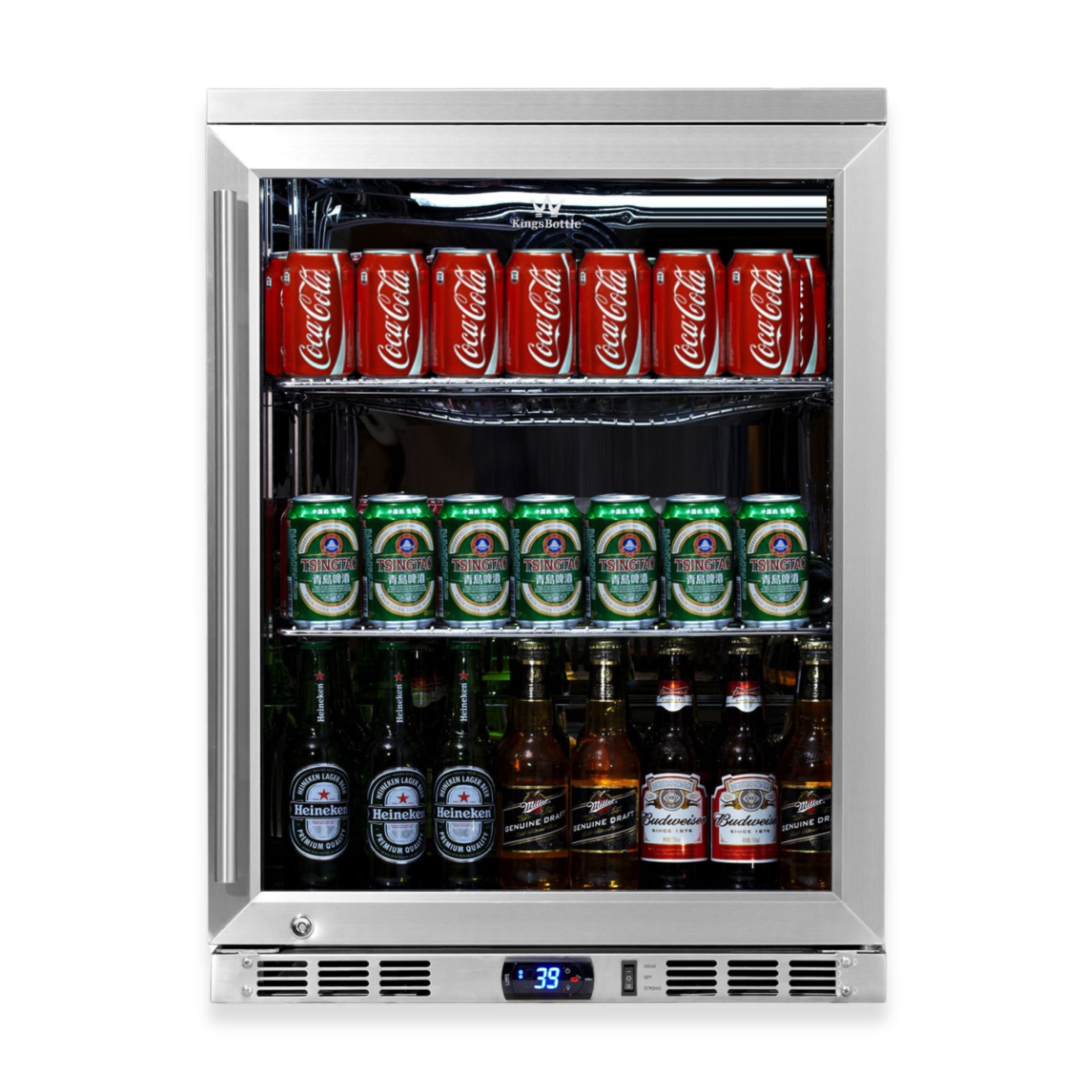 KingsBottle 24-Inch Undercounter Beverage Cooler with Heated Glass Door