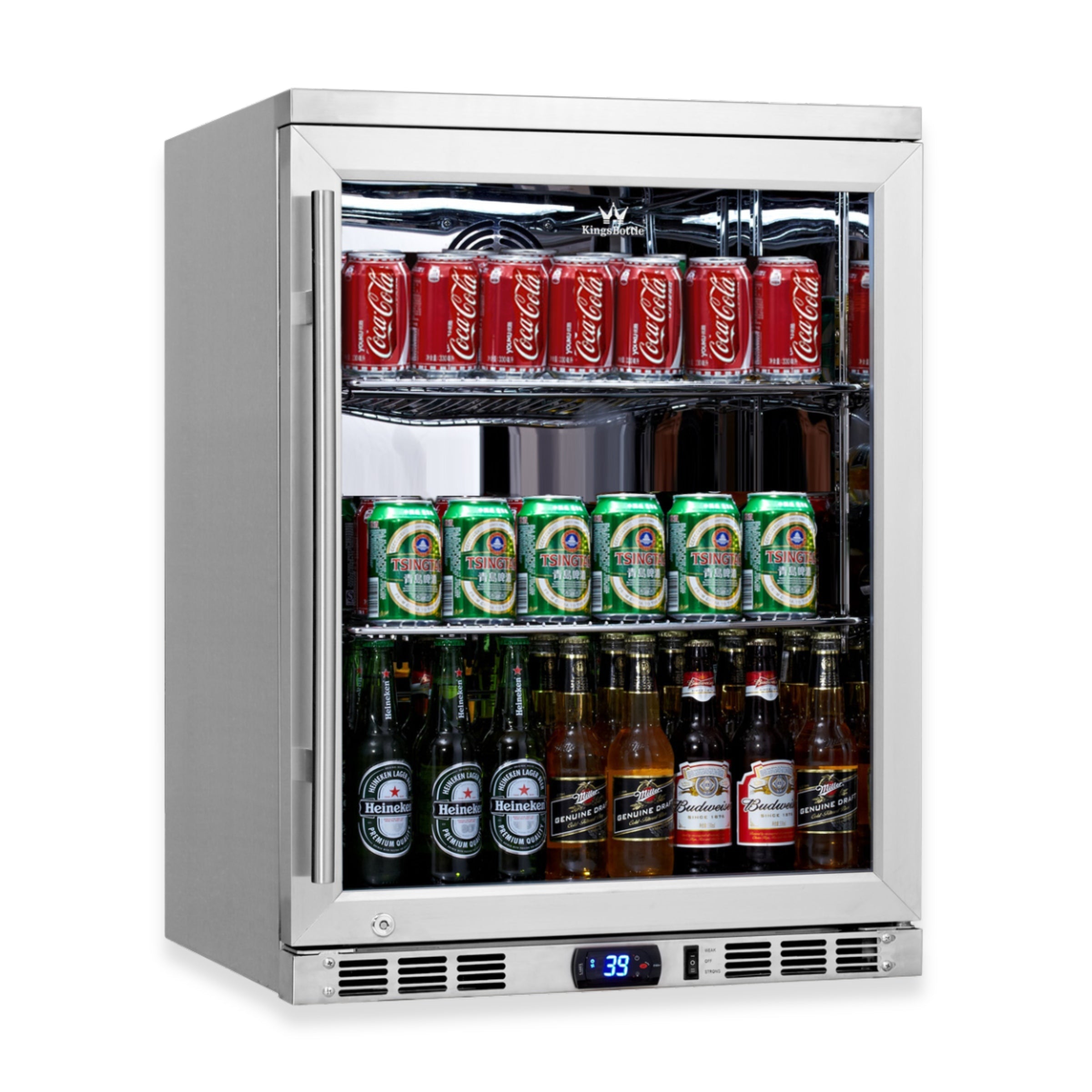 KingsBottle 24-Inch Undercounter Beverage Cooler with Heated Glass Door