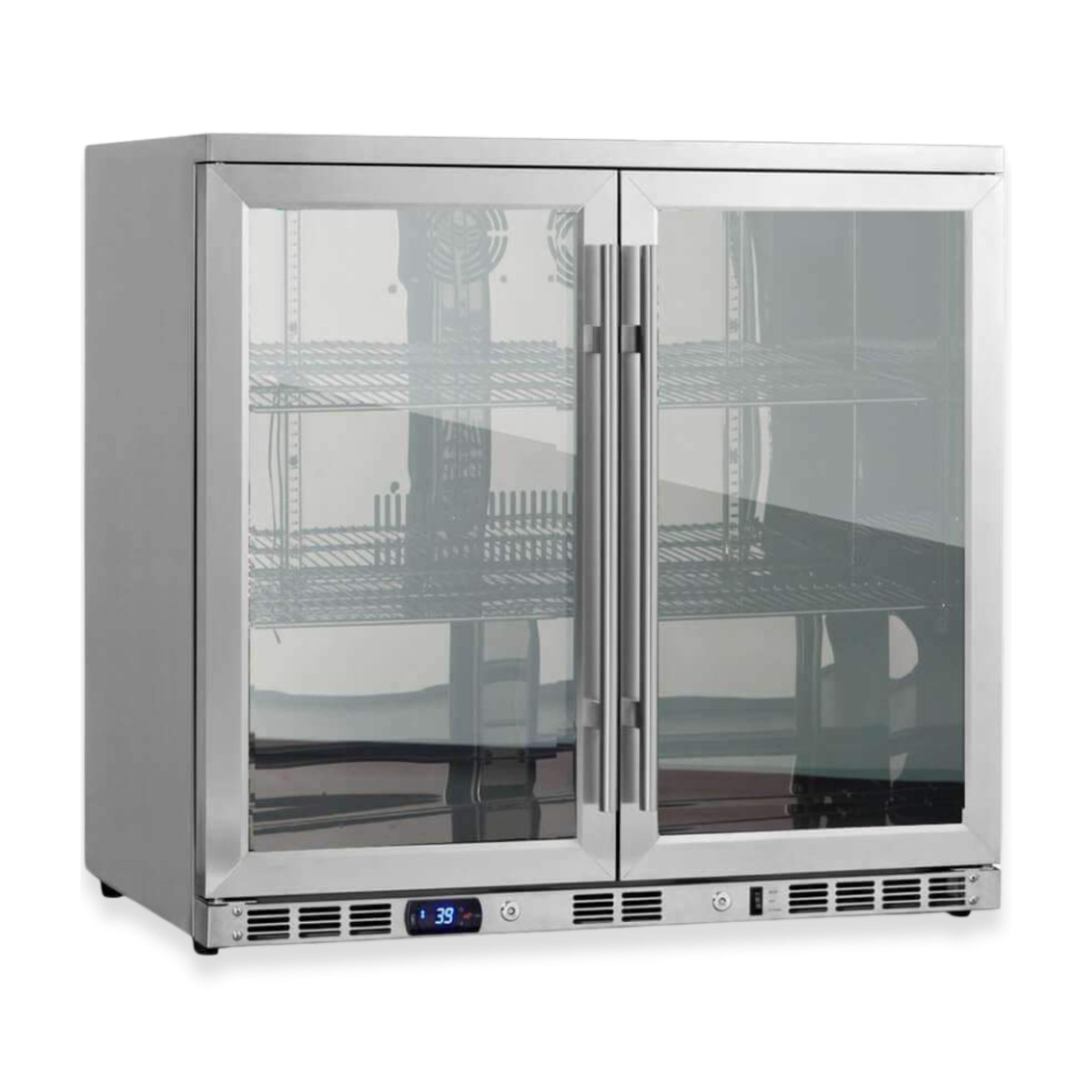 KingsBottle 36" Dual Door Built-In Beverage Fridge with Heated Glass