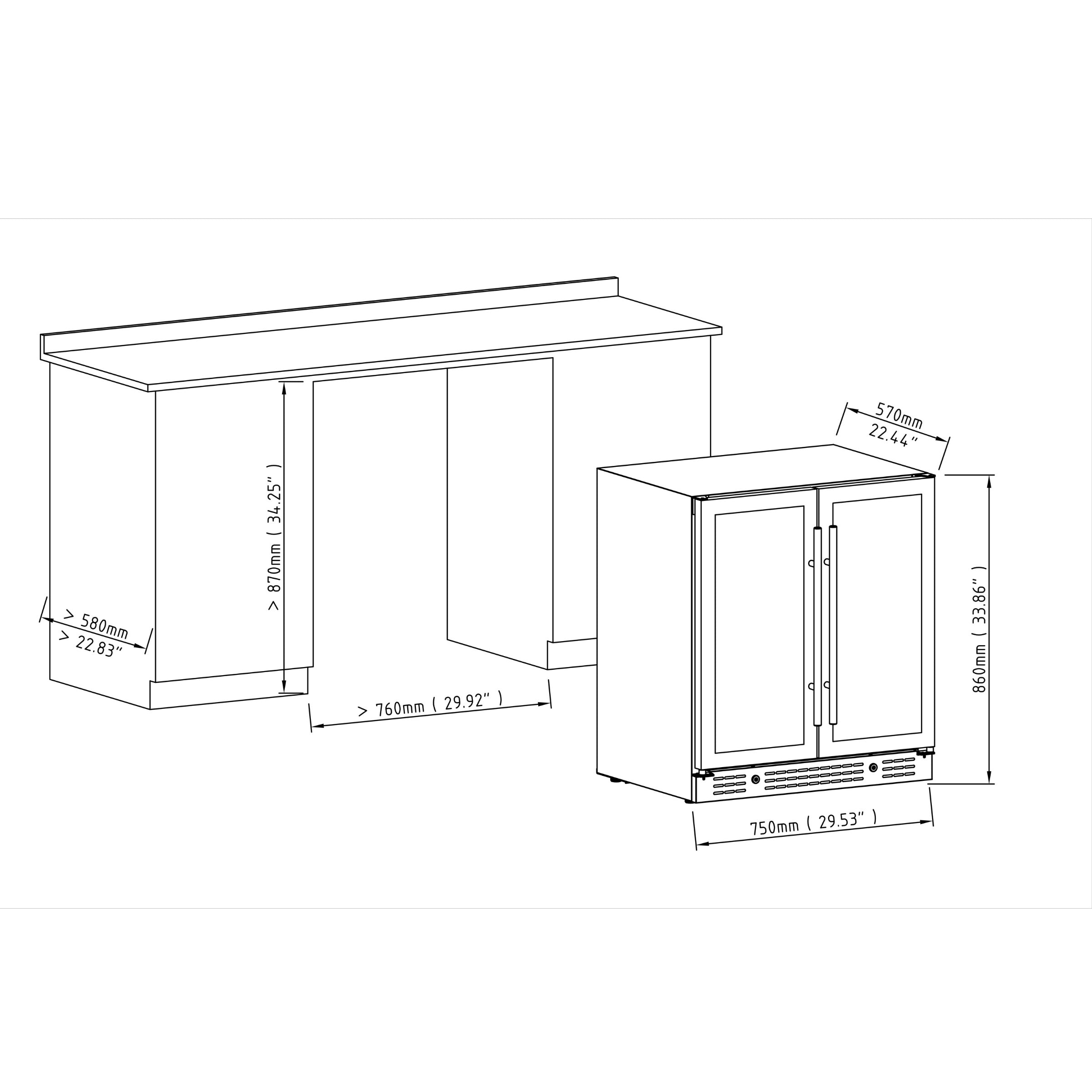 KingsBottle 30-Inch Dual Zone Wine Cooler with Low-E Glass Door