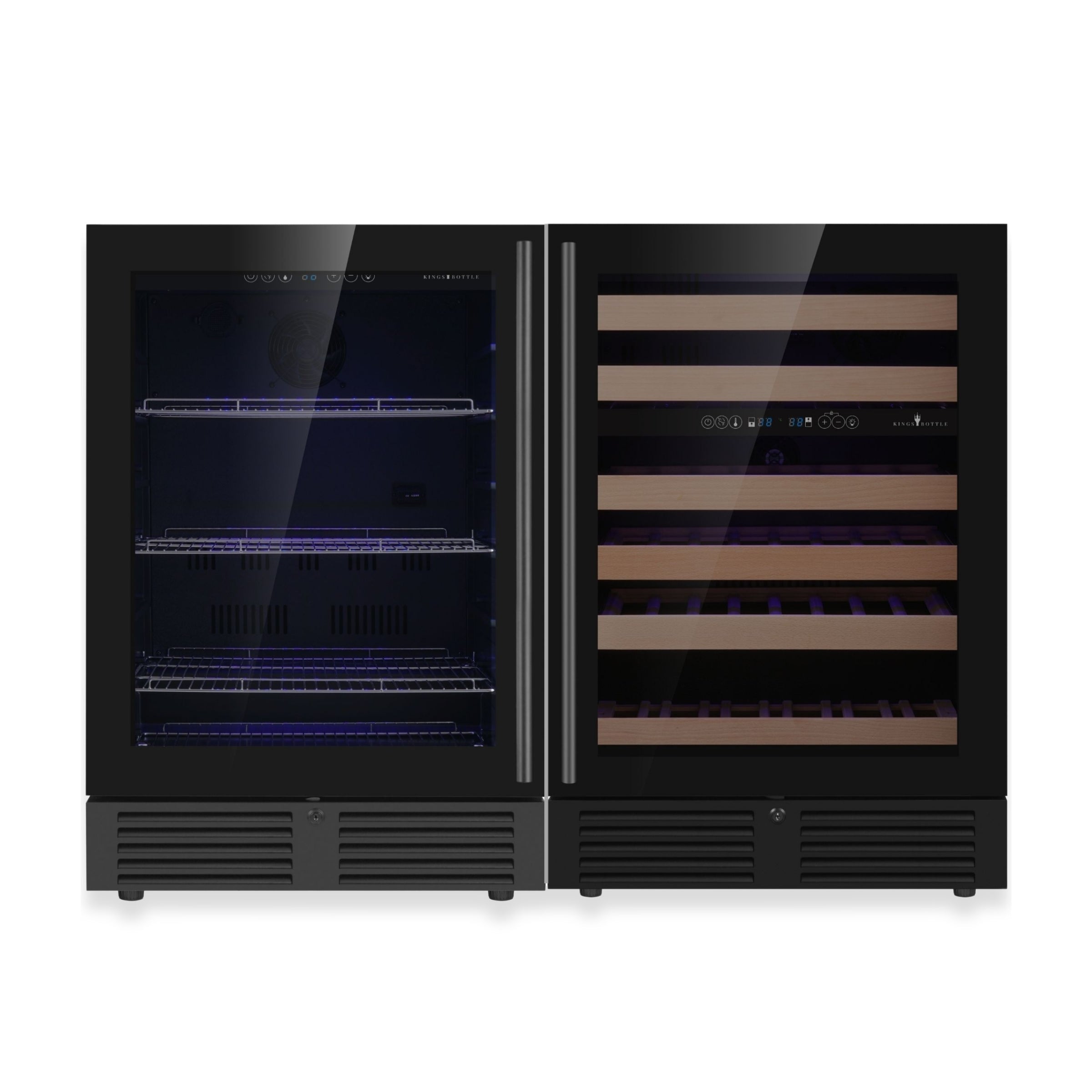 KingsBottle 48" Under Bench Wine Fridge & Bar Refrigerator Combo – 3 Temperature Zones