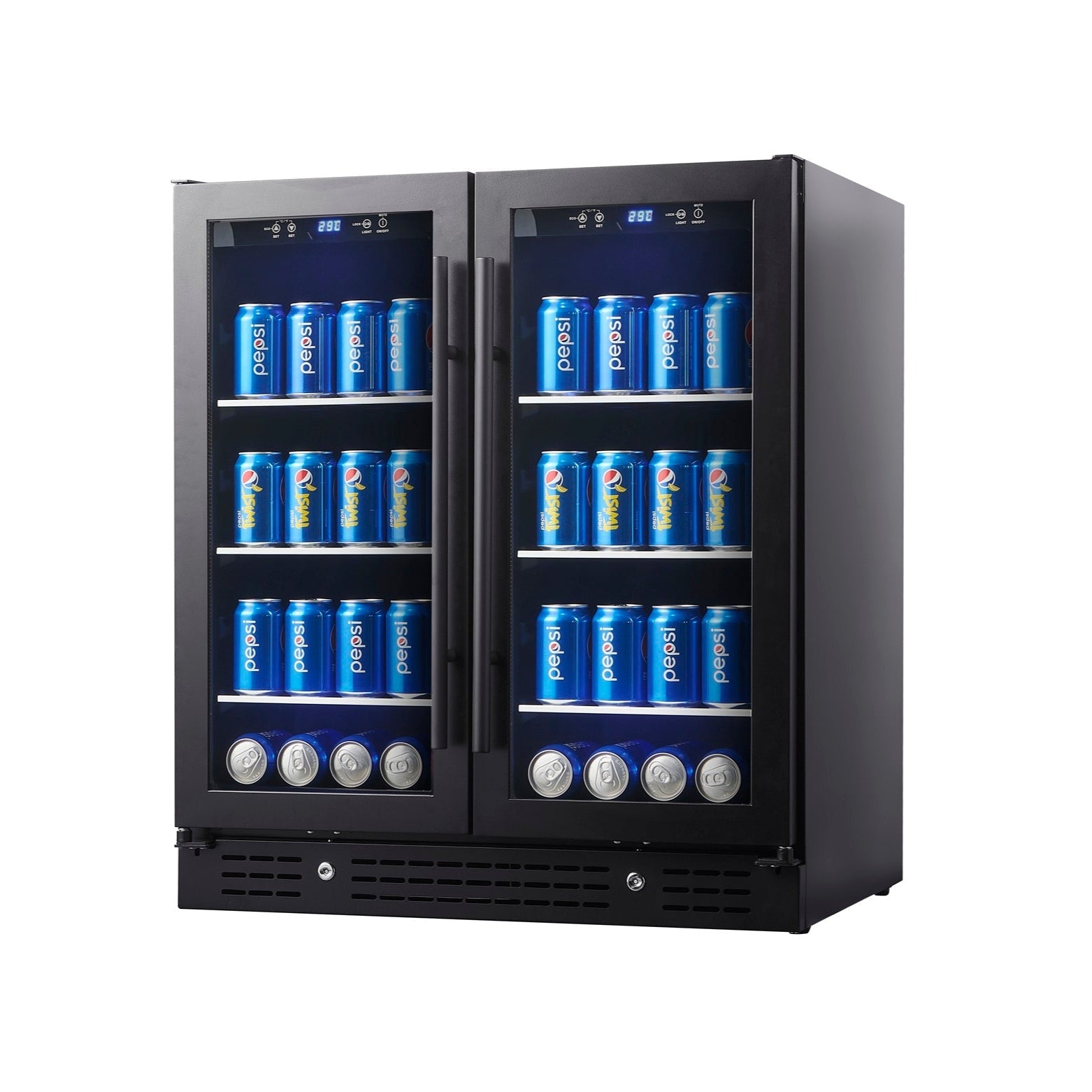 KingsBottle 30" Wide Dual Zone Undercounter Beverage Fridge with Low-E Glass Door