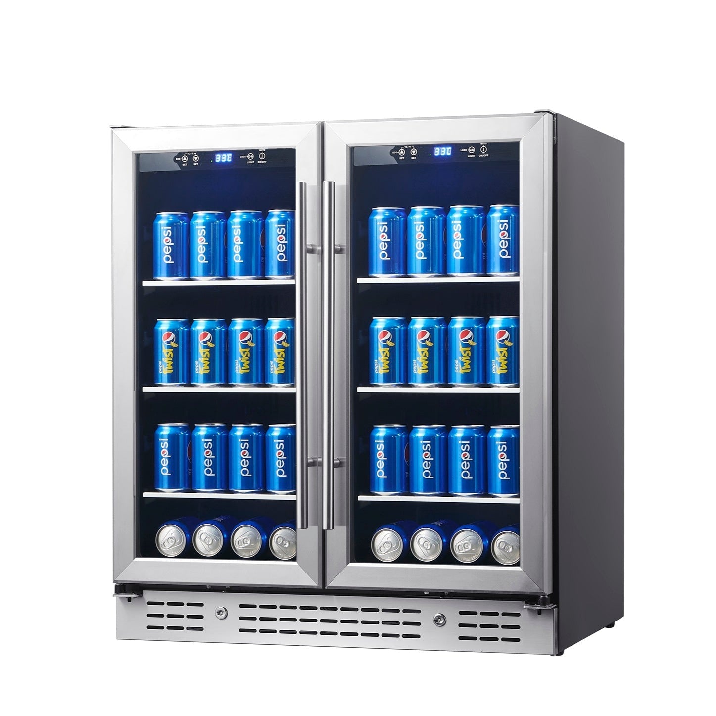 KingsBottle 30" Wide Dual Zone Undercounter Beverage Fridge with Low-E Glass Door