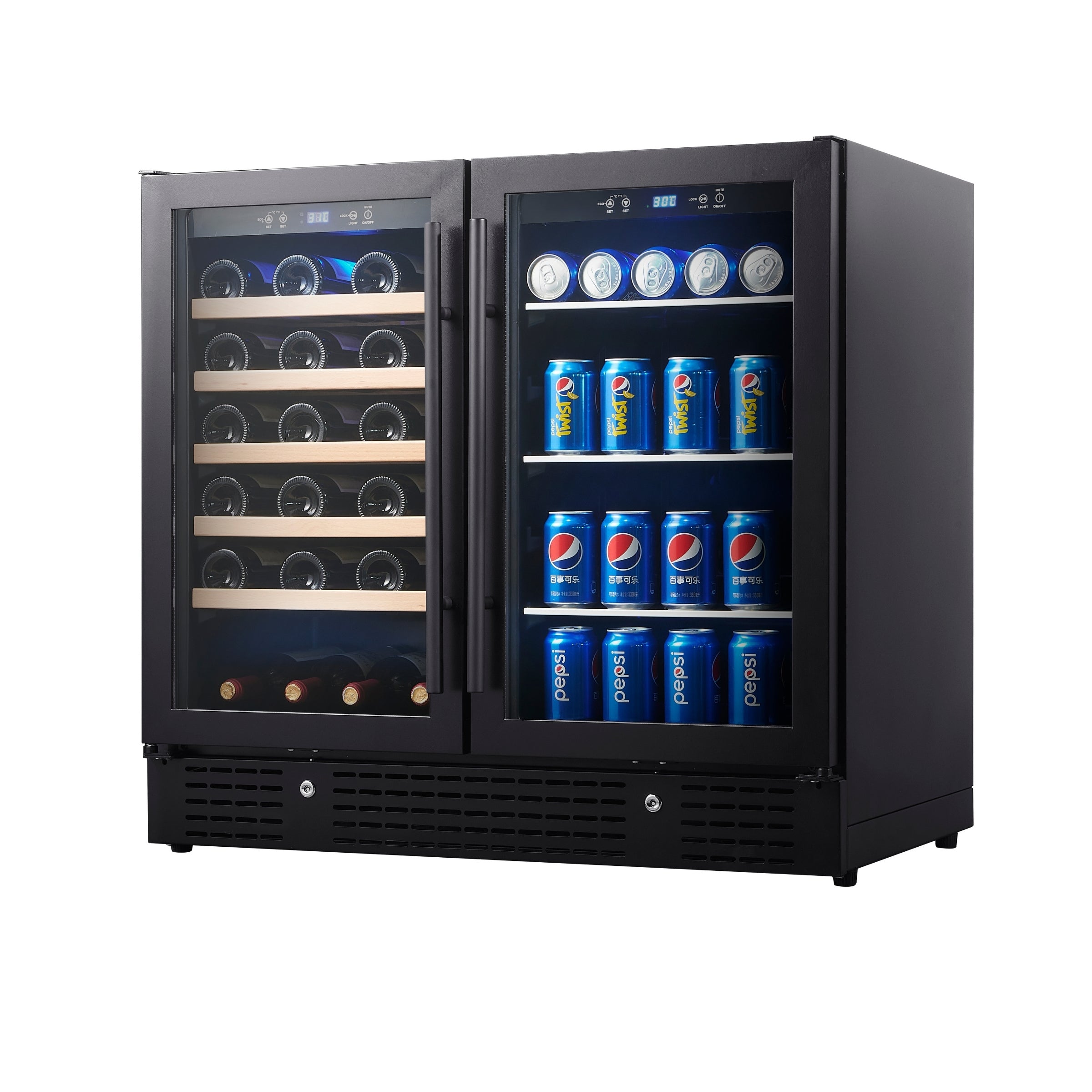 KingsBottle 36" Dual-Zone Beer & Wine Cooler with Low-E Glass Door