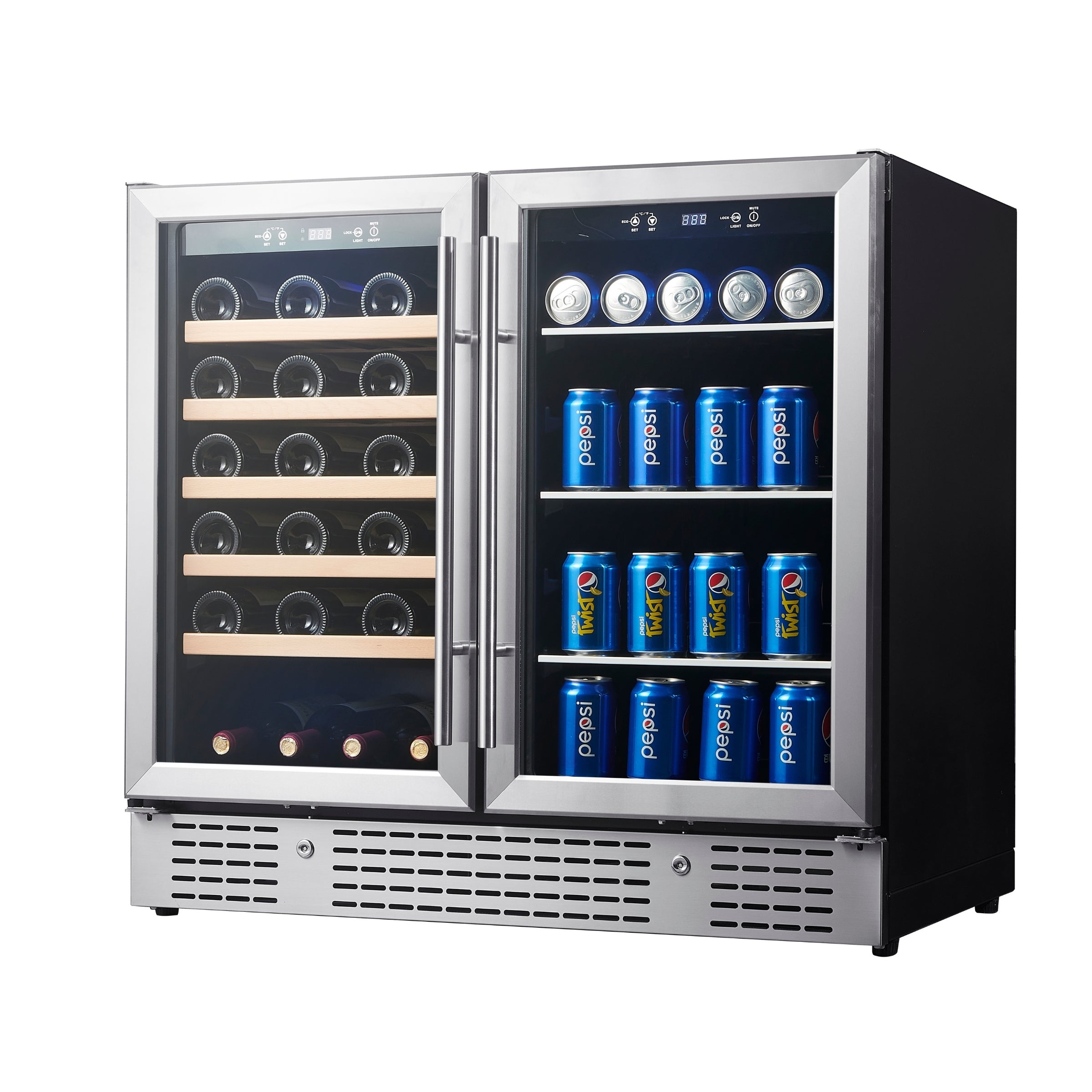 KingsBottle 36" Dual-Zone Beer & Wine Cooler with Low-E Glass Door