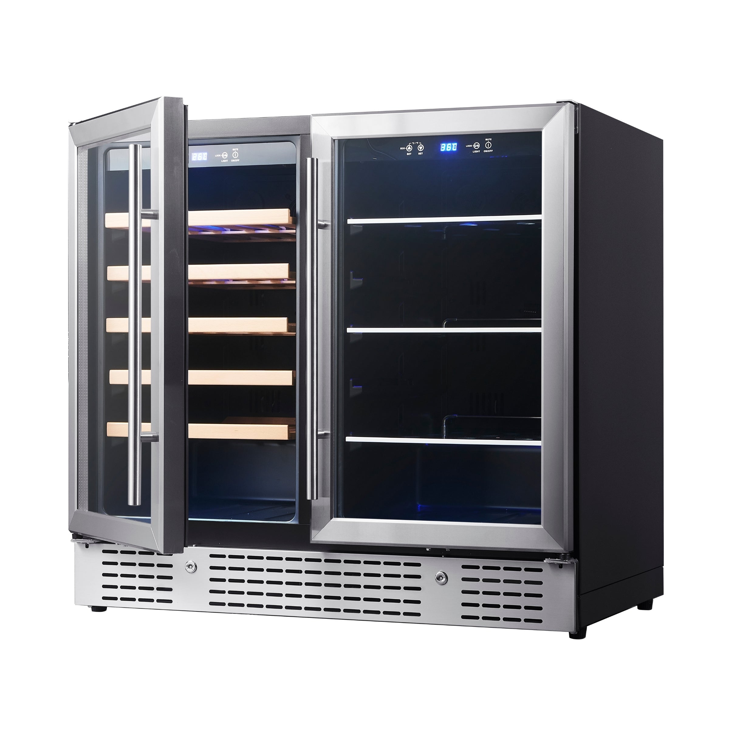 KingsBottle 36" Dual-Zone Beer & Wine Cooler with Low-E Glass Door