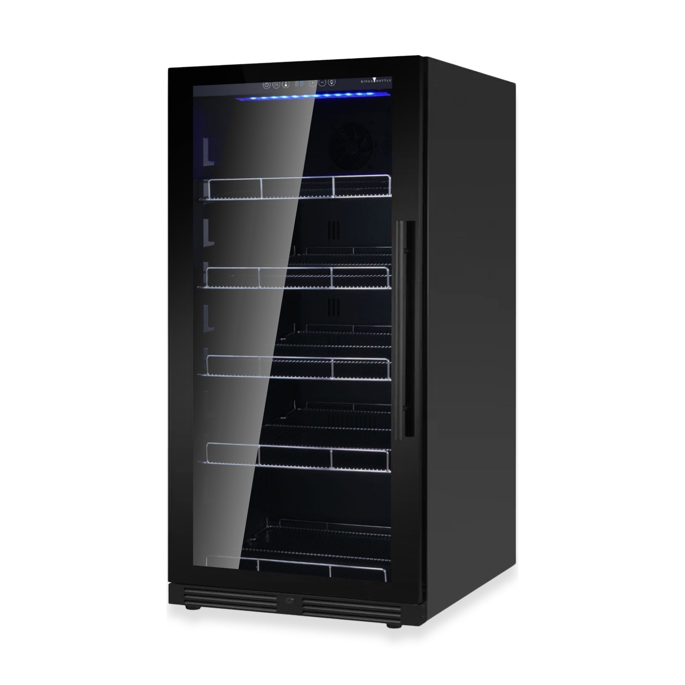 KingsBottle Upright Beverage Refrigerator – 389-Can Capacity, Low-E Glass Door