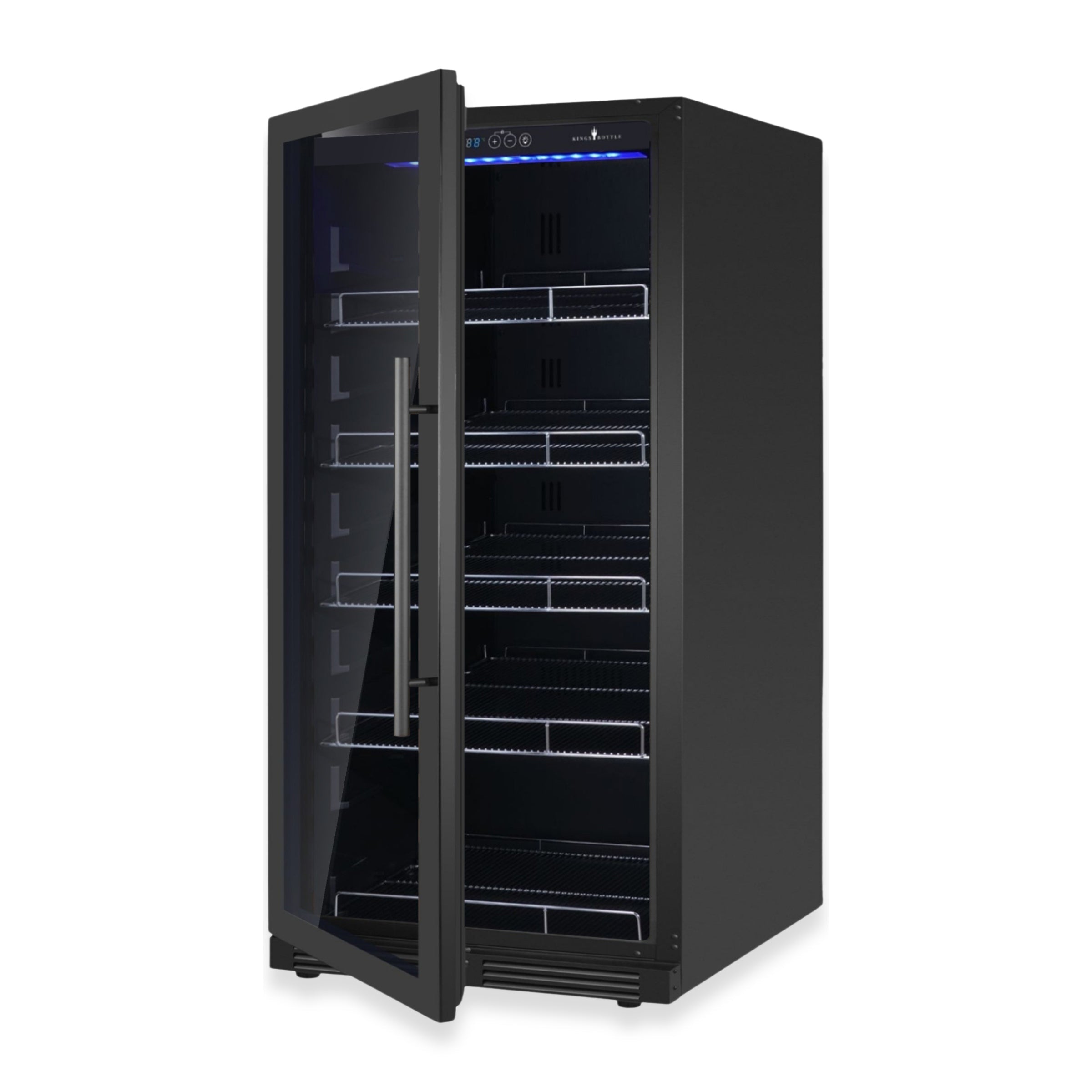 KingsBottle Upright Beverage Refrigerator – 389-Can Capacity, Low-E Glass Door
