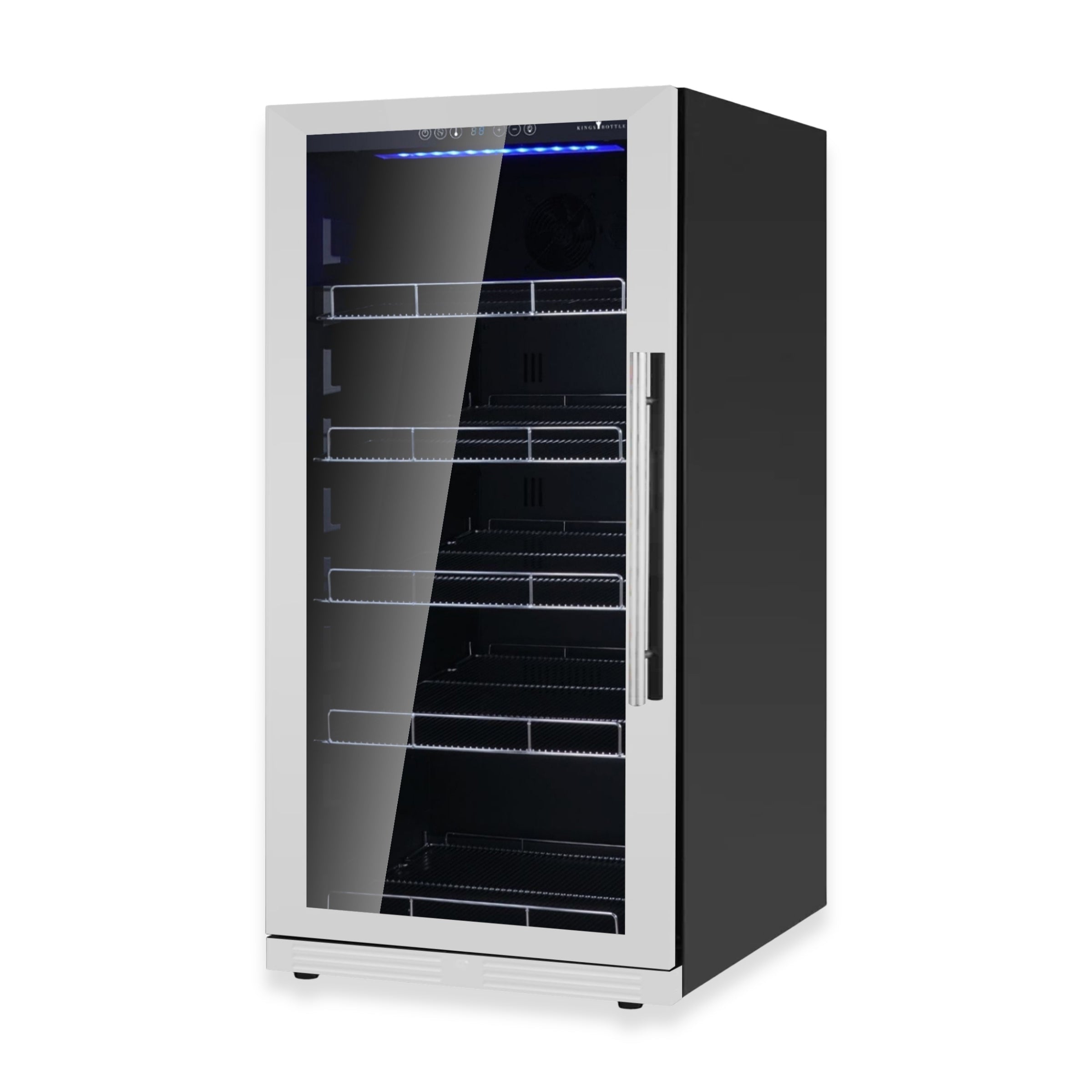KingsBottle Upright Beverage Refrigerator – 389-Can Capacity, Low-E Glass Door
