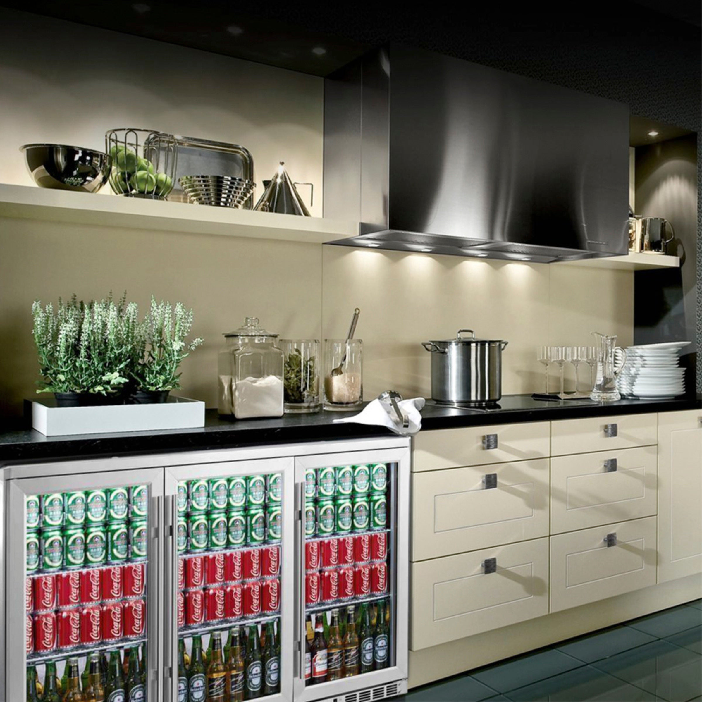 KingsBottle 53" Triple-Door Heated Glass Beverage Refrigerator