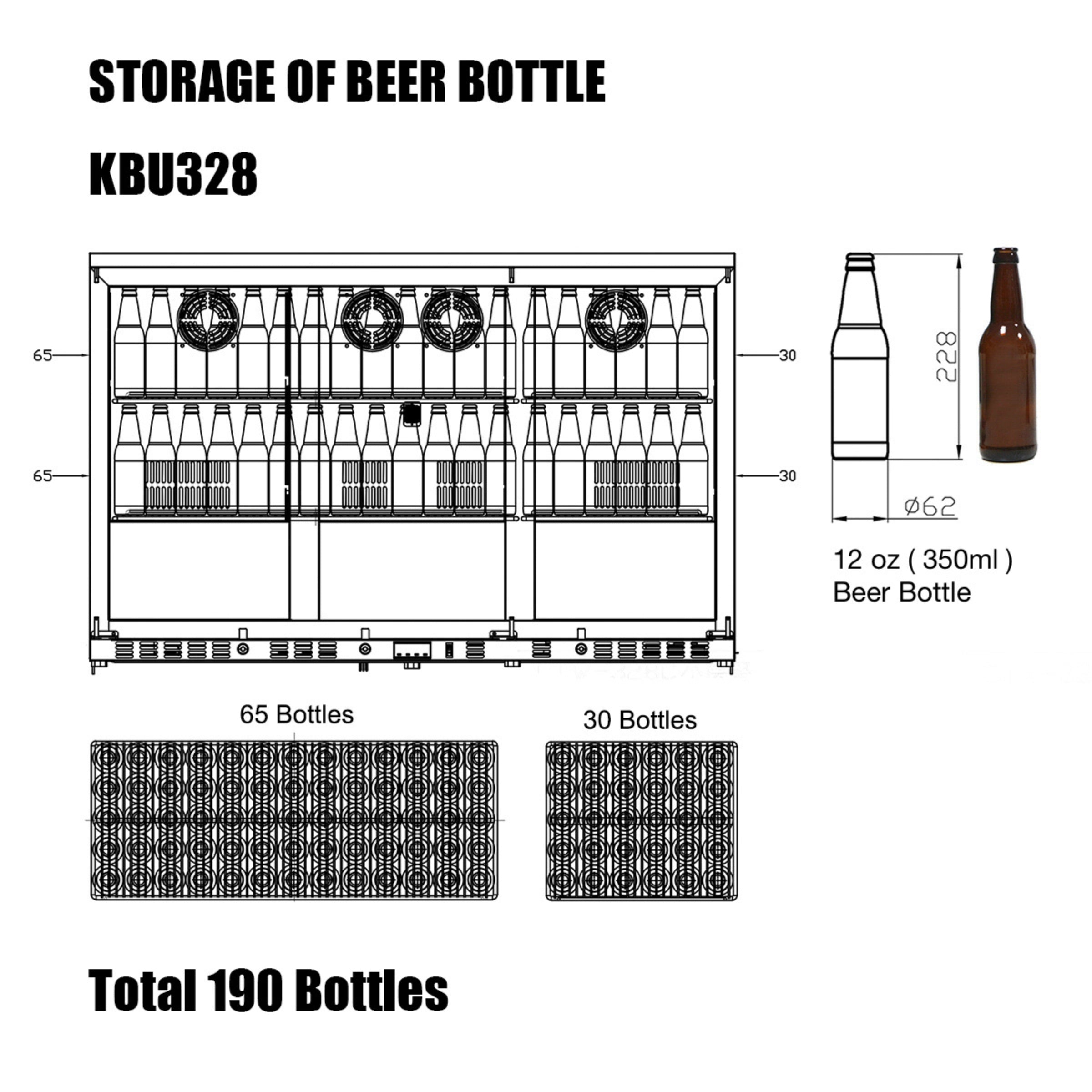 KingsBottle 53" Triple-Door Heated Glass Beverage Refrigerator