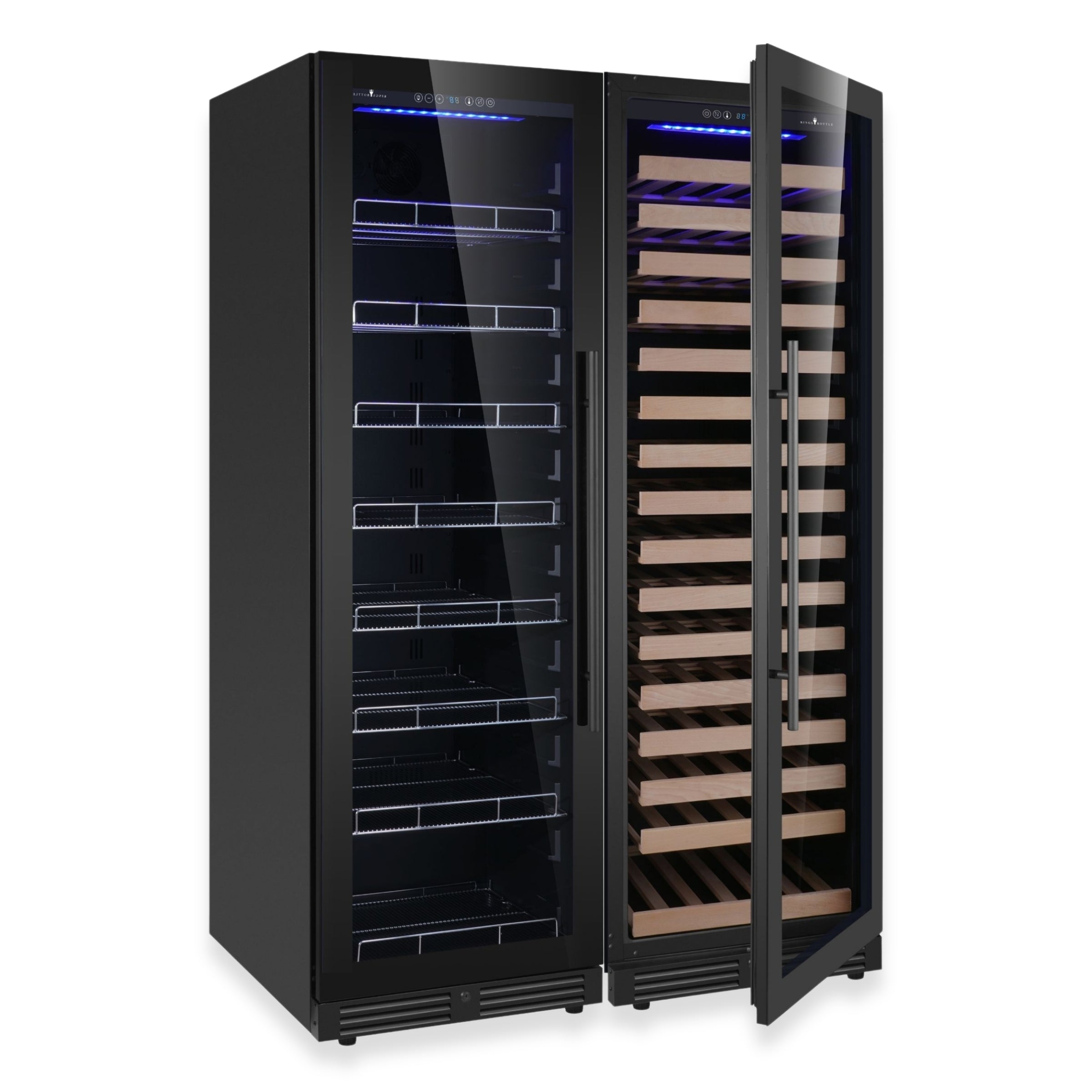 KingsBottle Ultimate Wine & Beverage Upright Refrigerator Combo – Low-E Glass