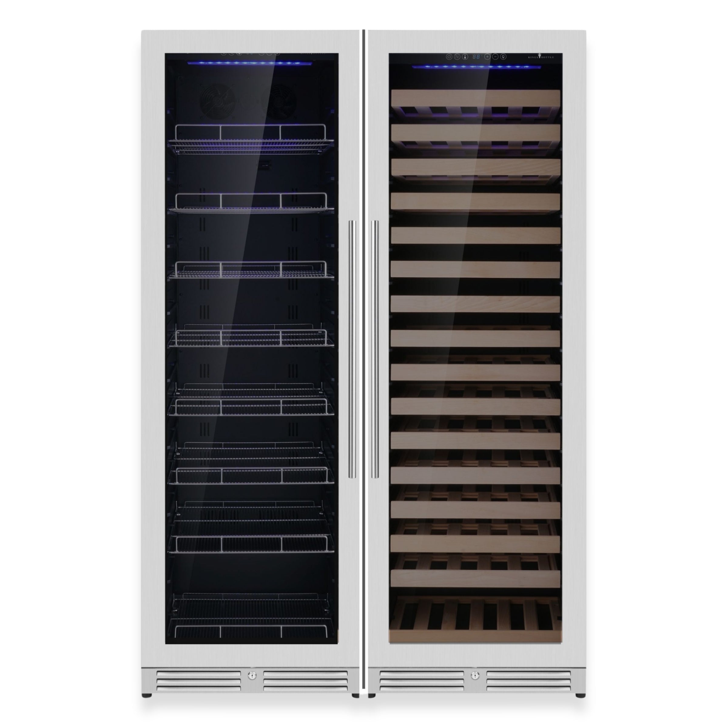 KingsBottle Ultimate Wine & Beverage Upright Refrigerator Combo – Low-E Glass