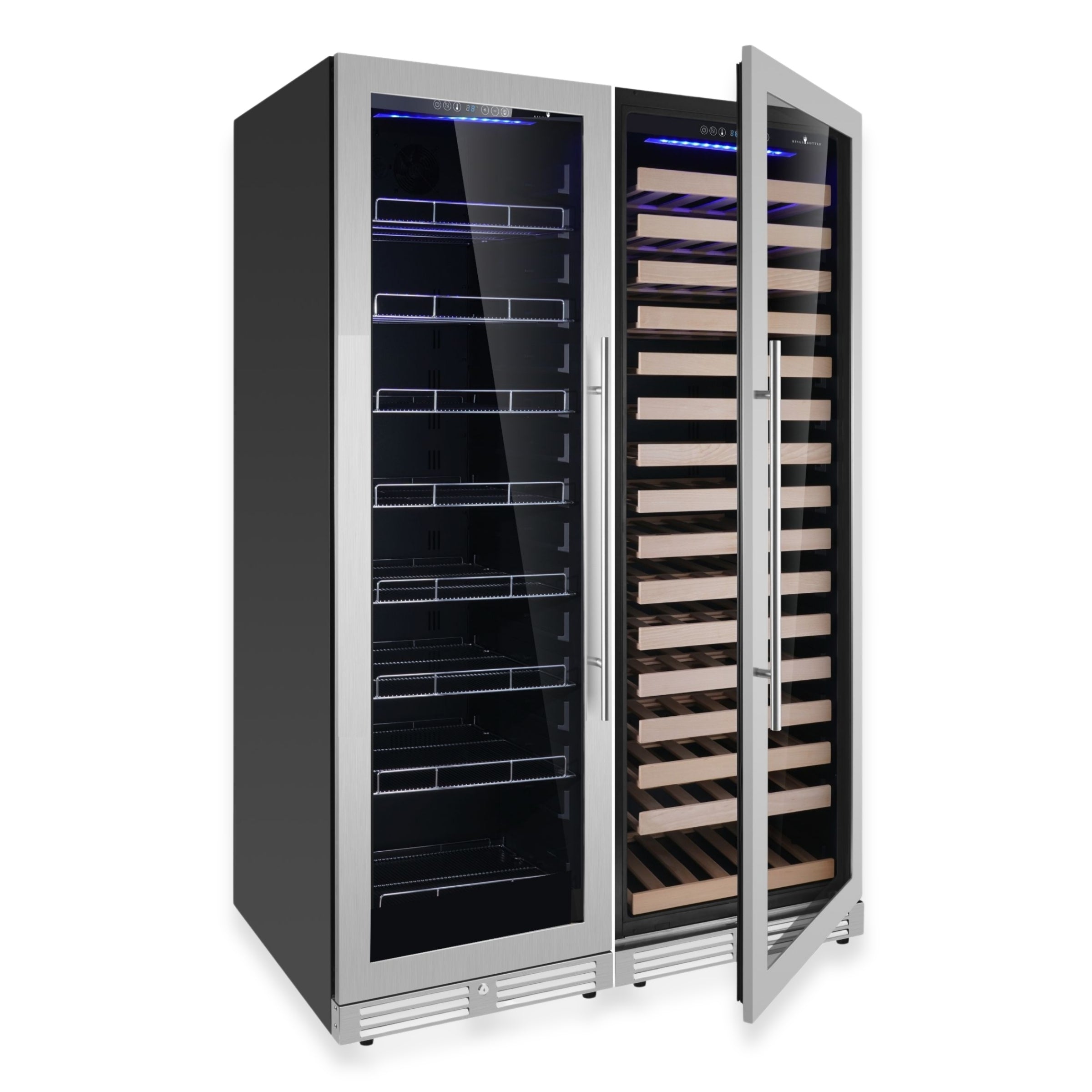KingsBottle Ultimate Wine & Beverage Upright Refrigerator Combo – Low-E Glass