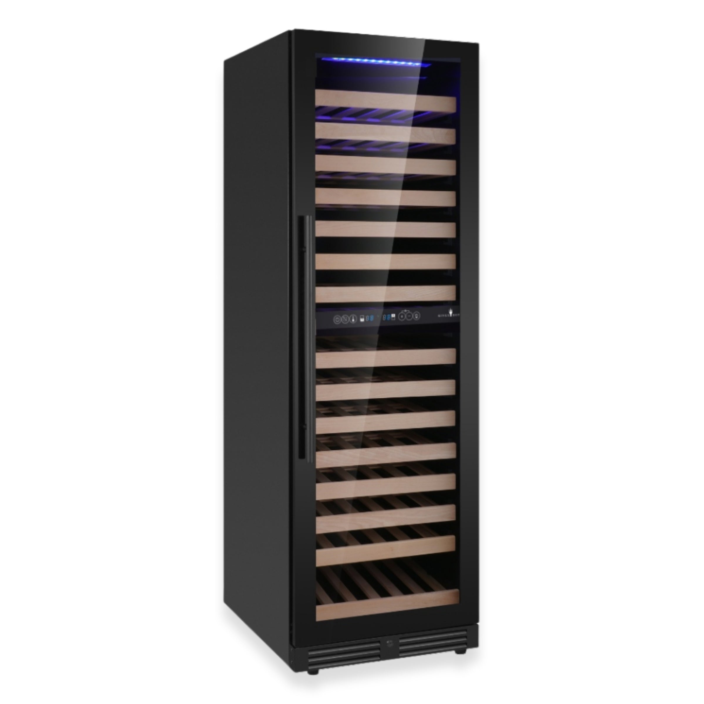 KingsBottle Tall Dual Zone Upright Wine Cooler – Low-E Glass, Silent Inverter Cooling
