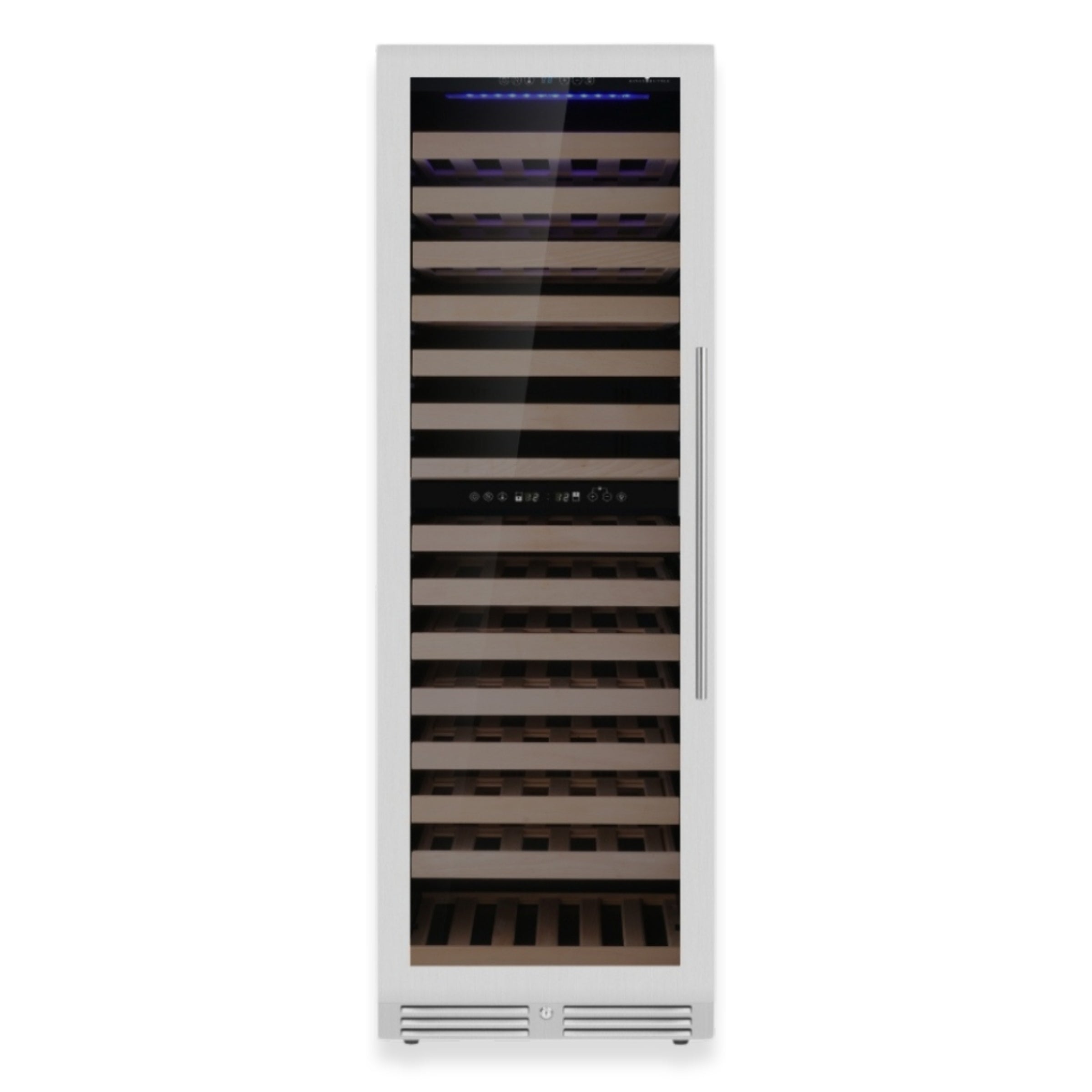 KingsBottle Tall Dual Zone Upright Wine Cooler – Low-E Glass, Silent Inverter Cooling