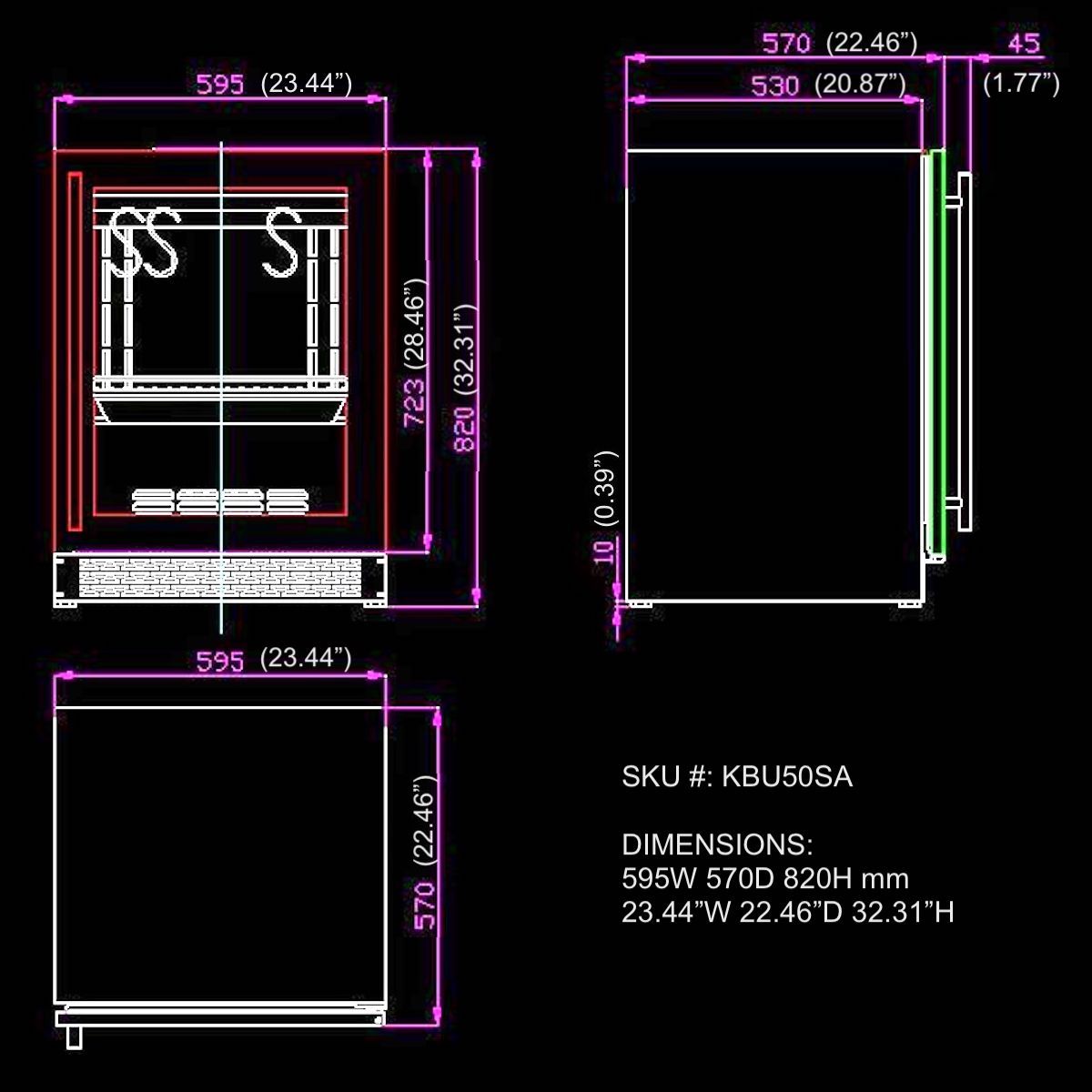 KingsBottle 24″ Compact Glass-Door Meat Aging Fridge