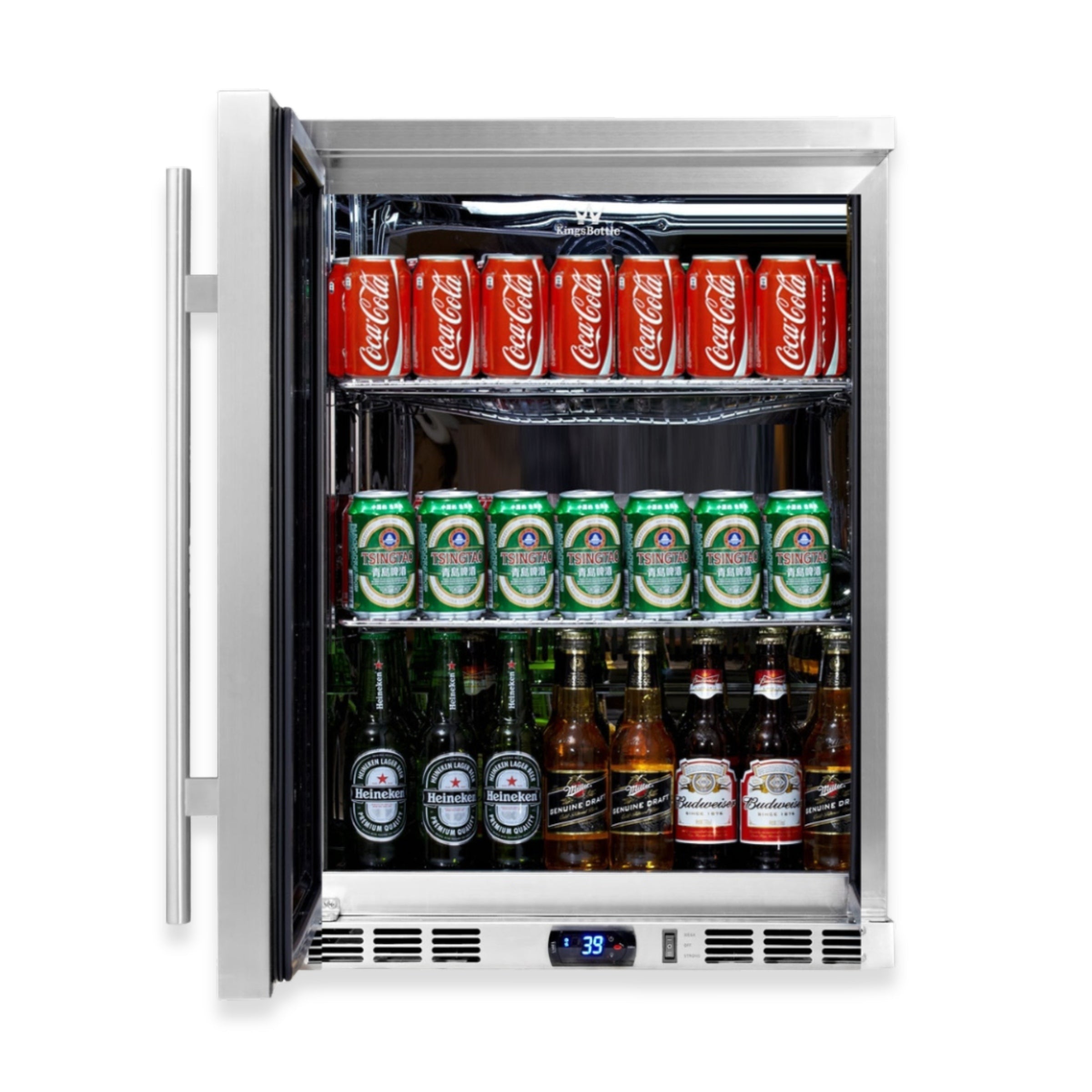 KingsBottle 24" Outdoor Beverage Refrigerator with Solid Stainless Steel Door