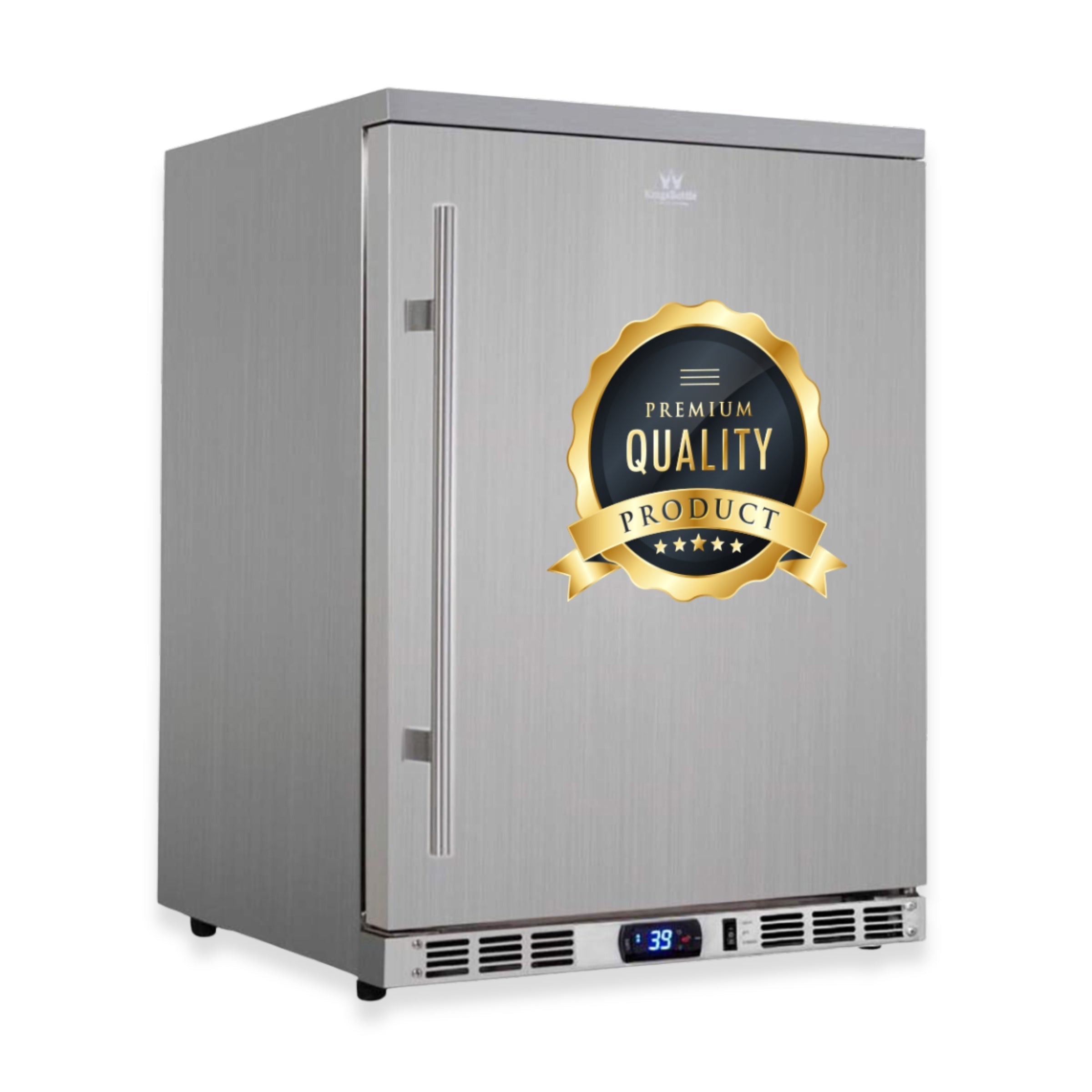 KingsBottle 24" Outdoor Beverage Refrigerator with Solid Stainless Steel Door
