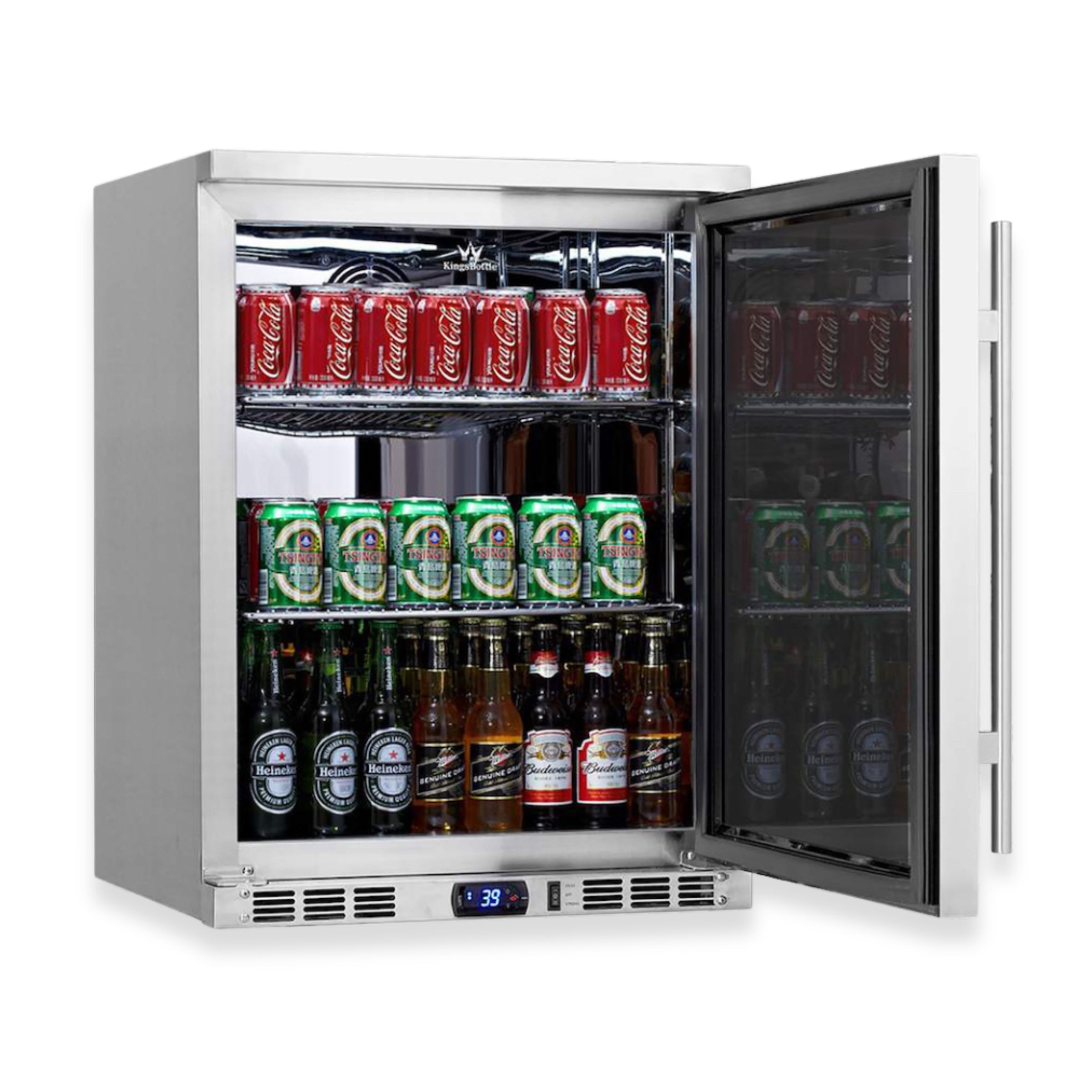 KingsBottle 24" Outdoor Beverage Refrigerator with Solid Stainless Steel Door