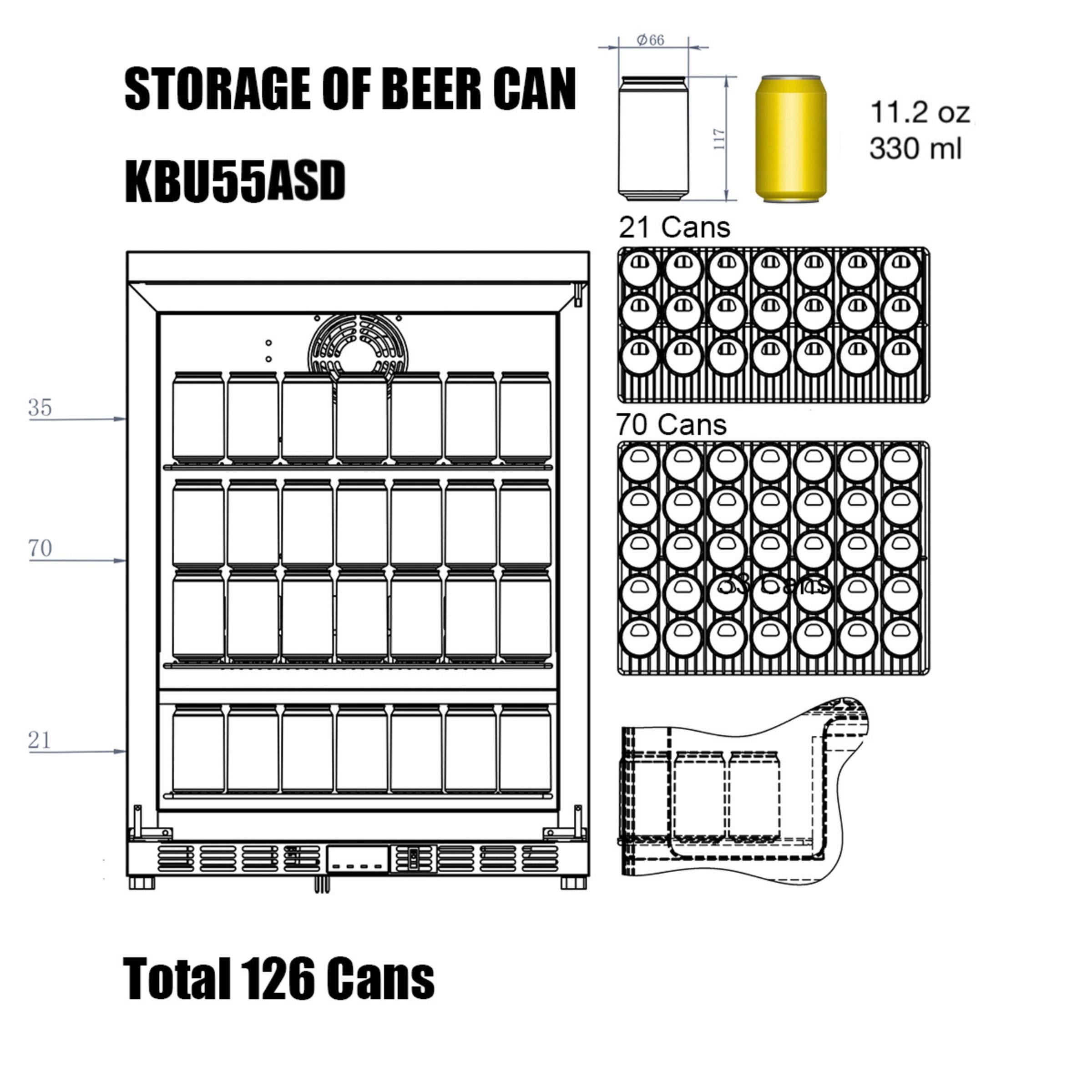 KingsBottle 24" Outdoor Beverage Refrigerator with Solid Stainless Steel Door