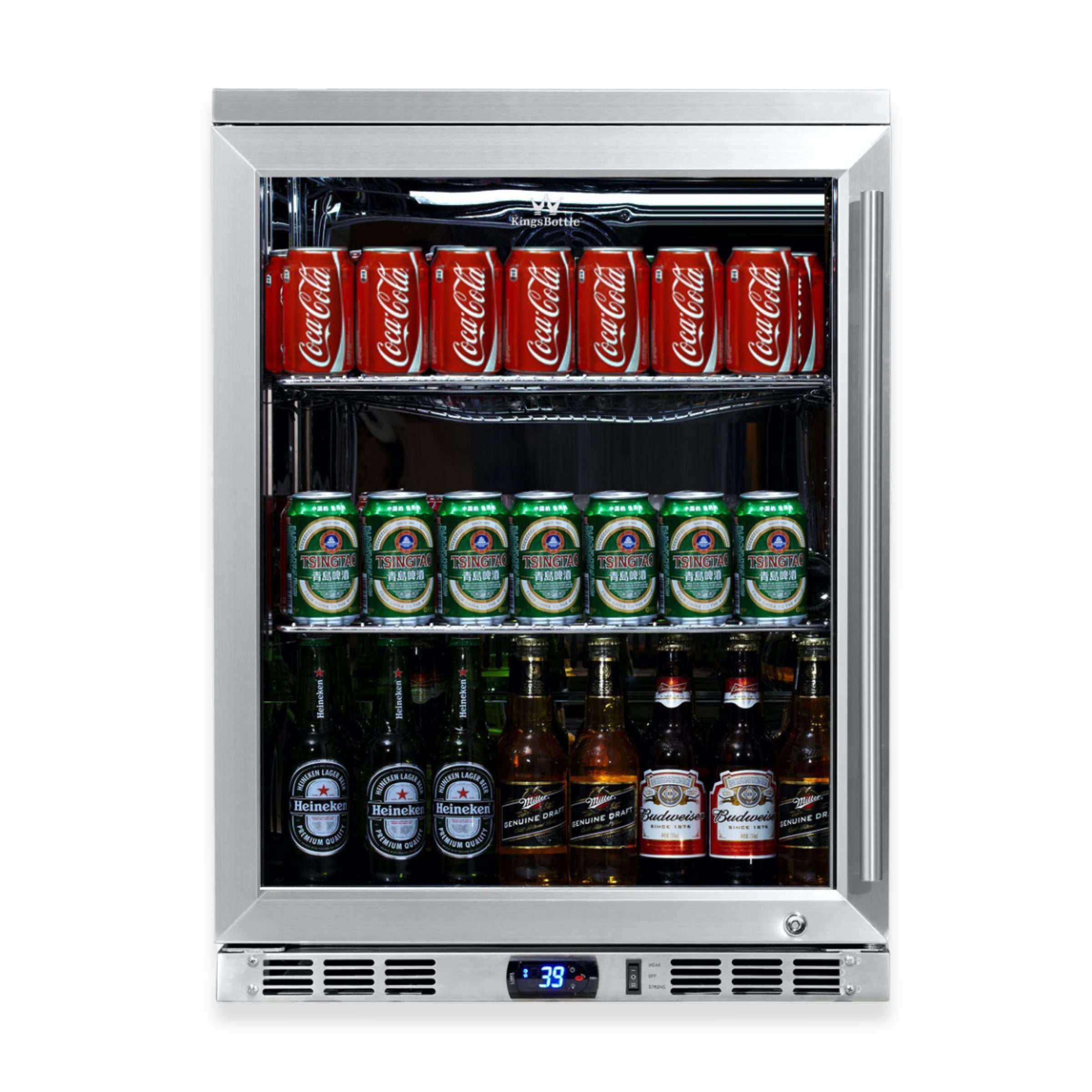 KingsBottle 24-Inch Undercounter Beverage Cooler with Heated Glass Door