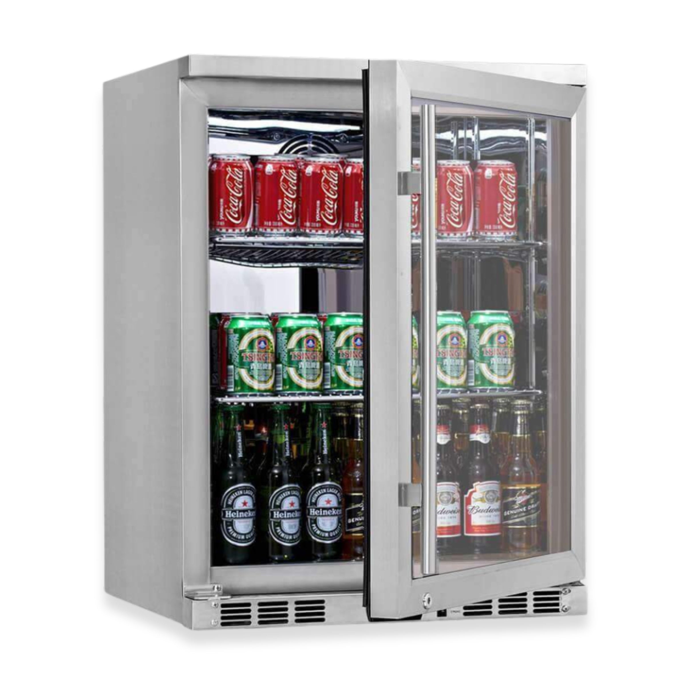 KingsBottle 24-Inch Undercounter Beverage Cooler with Heated Glass Door