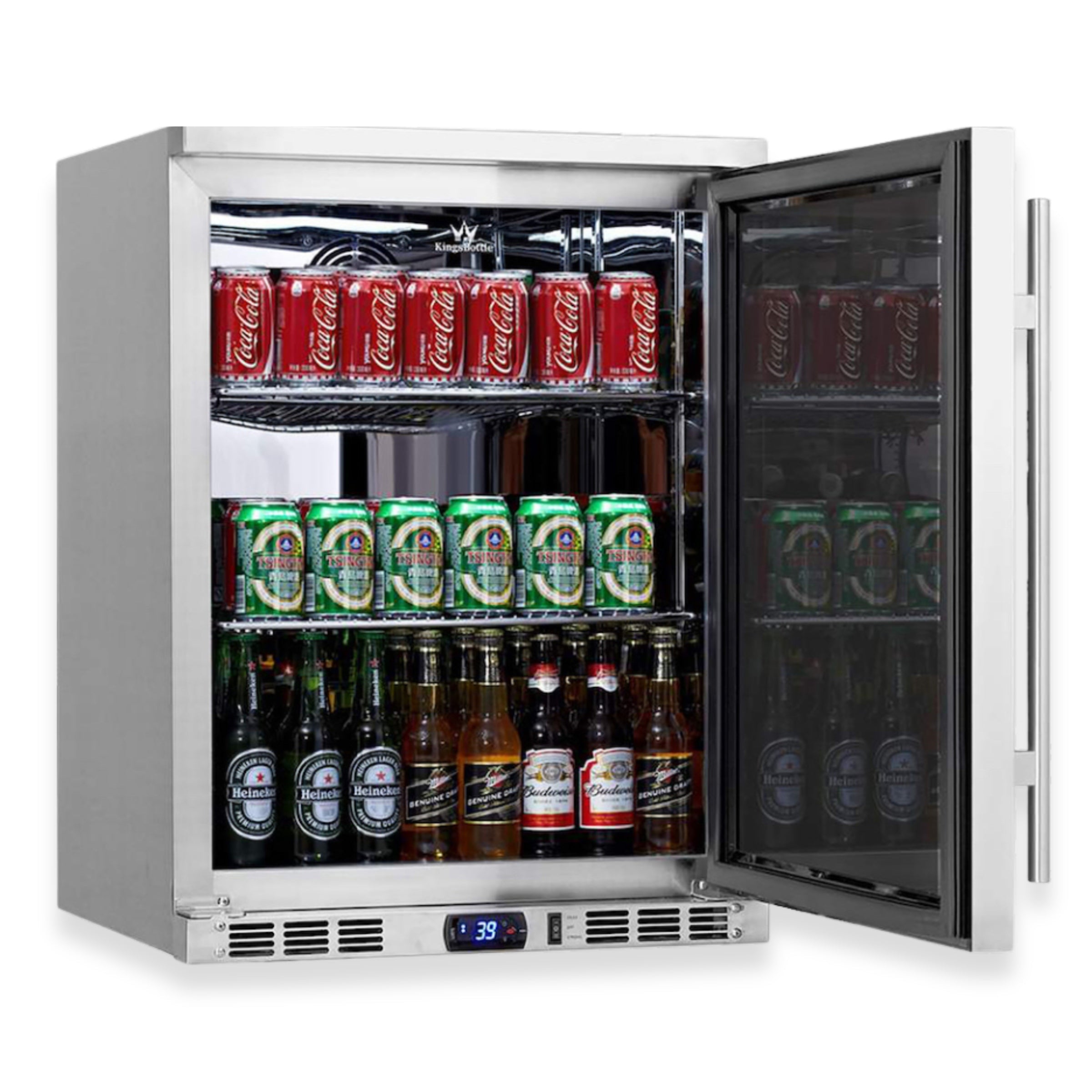 KingsBottle 24-Inch Undercounter Beverage Cooler with Heated Glass Door