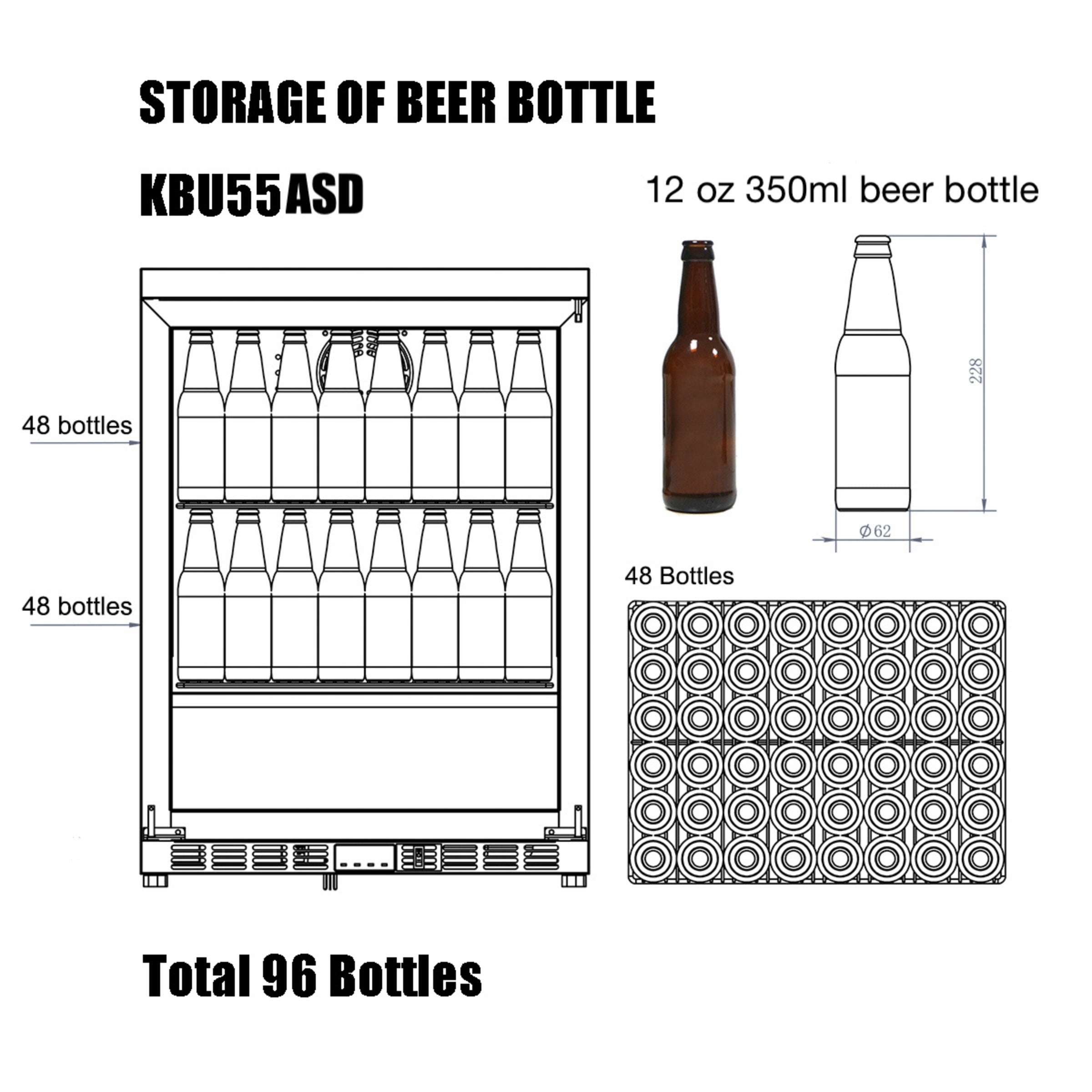 KingsBottle 24" Outdoor Beverage Refrigerator with Solid Stainless Steel Door