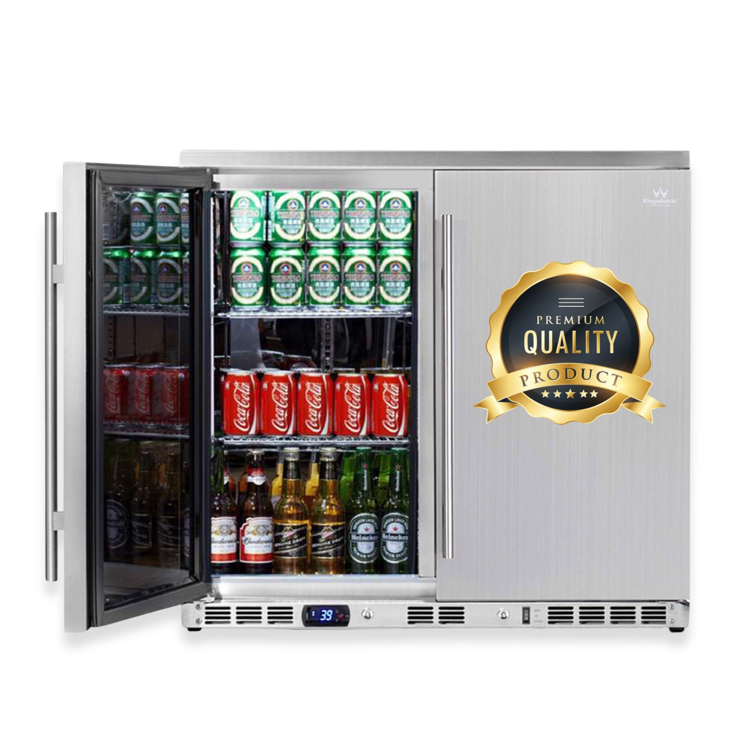 KingsBottle 36" Outdoor 2-Door Beverage Refrigerator – Stainless Steel