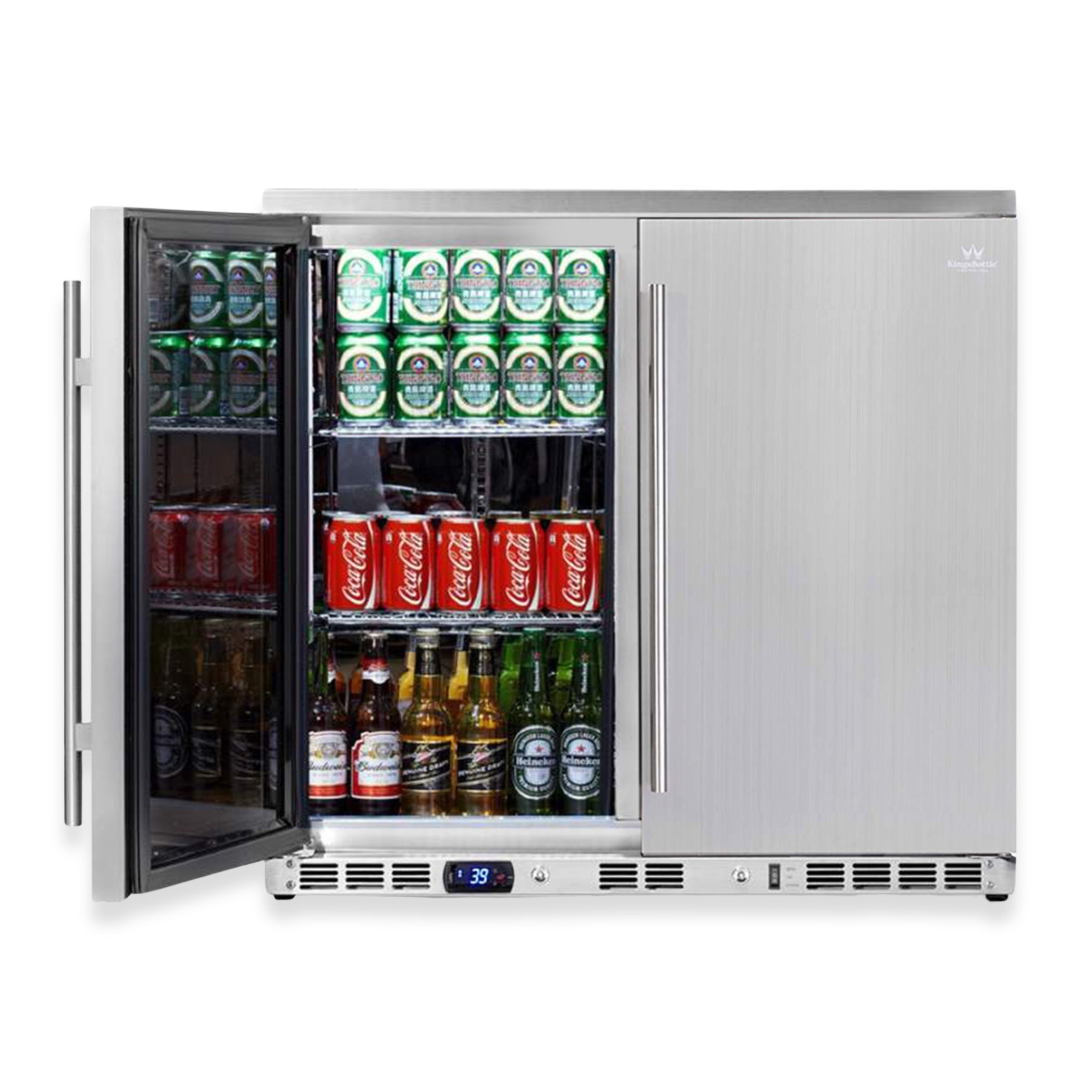 KingsBottle 36" Outdoor 2-Door Beverage Refrigerator – Stainless Steel
