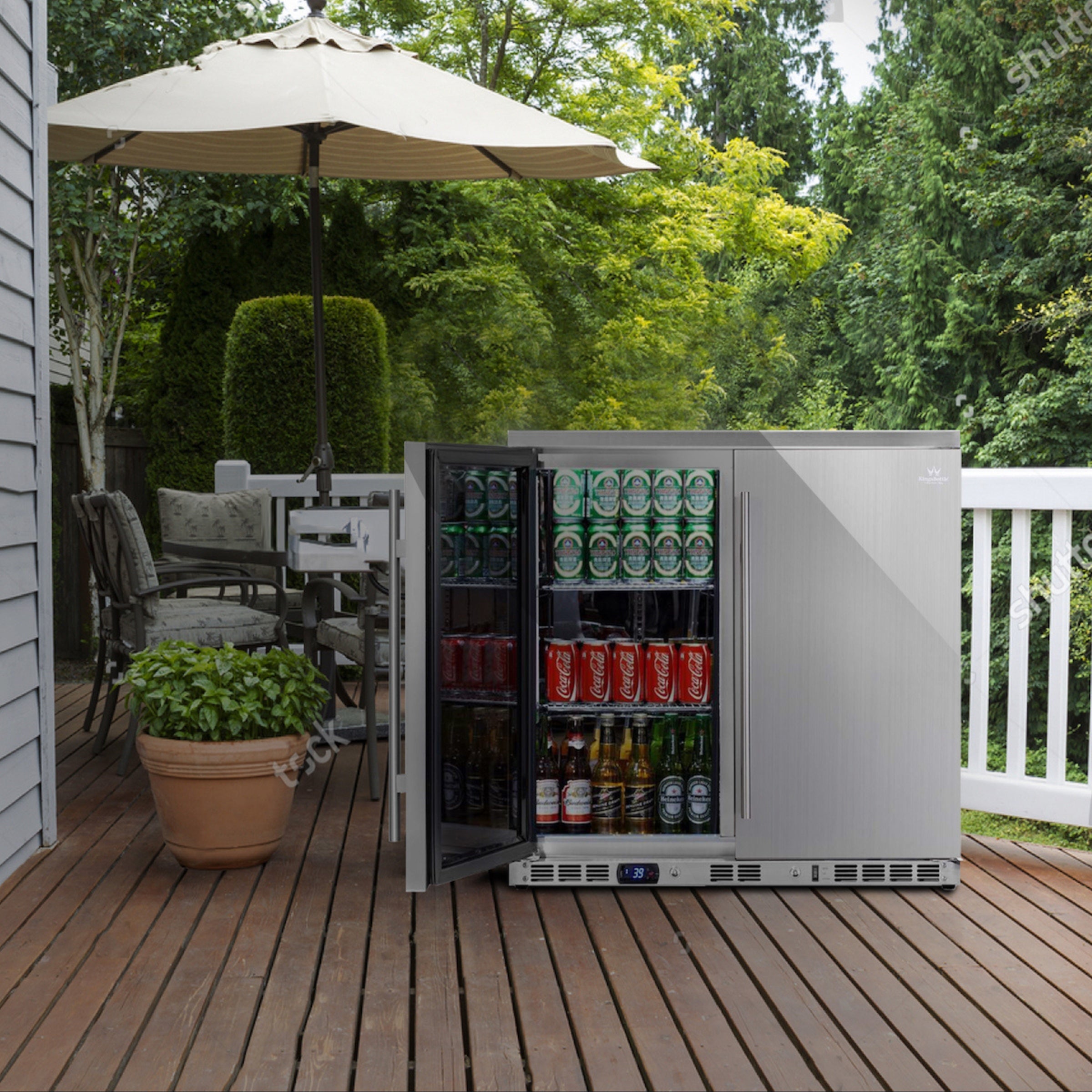 KingsBottle 36" Outdoor 2-Door Beverage Refrigerator – Stainless Steel
