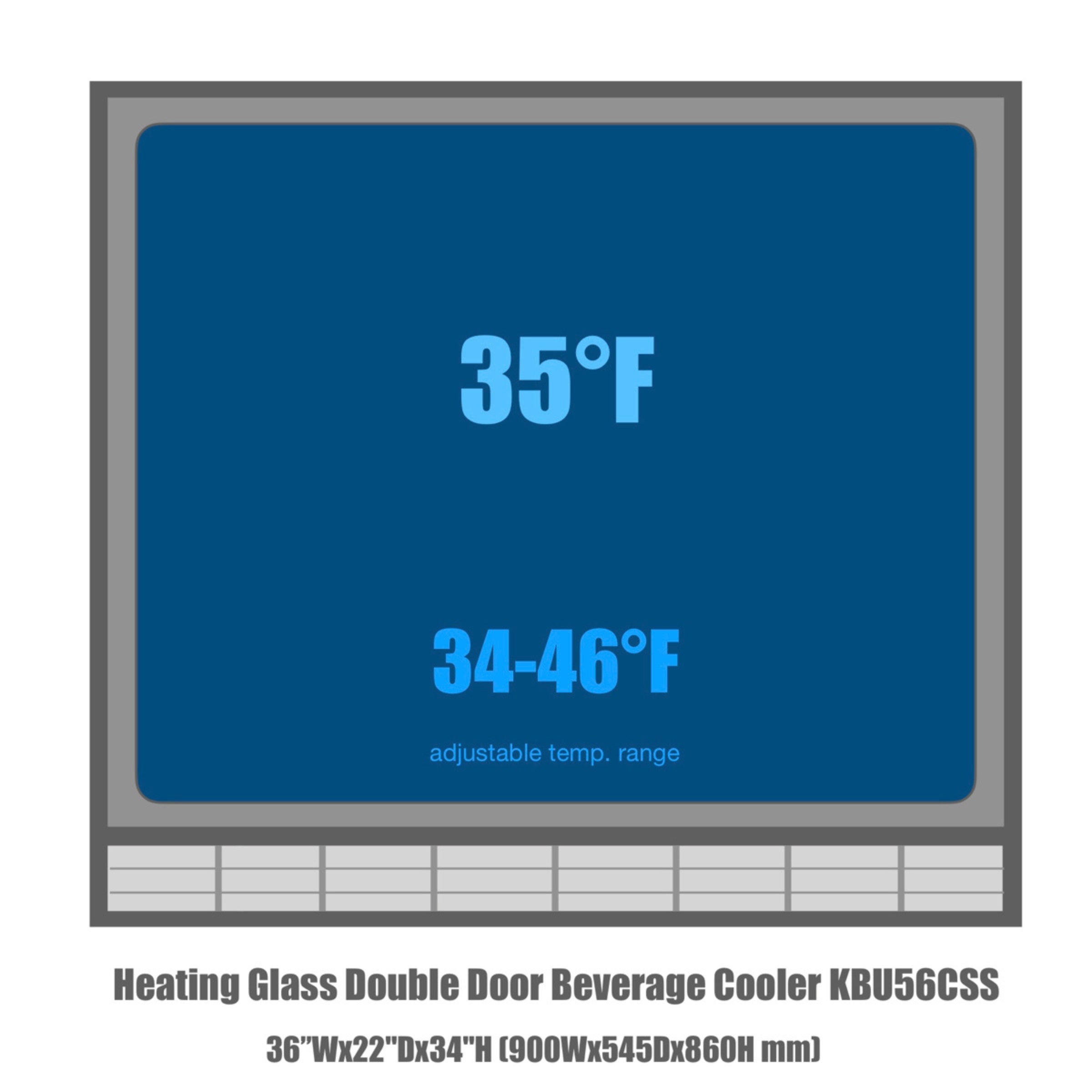 KingsBottle 36" Dual Door Built-In Beverage Fridge with Heated Glass