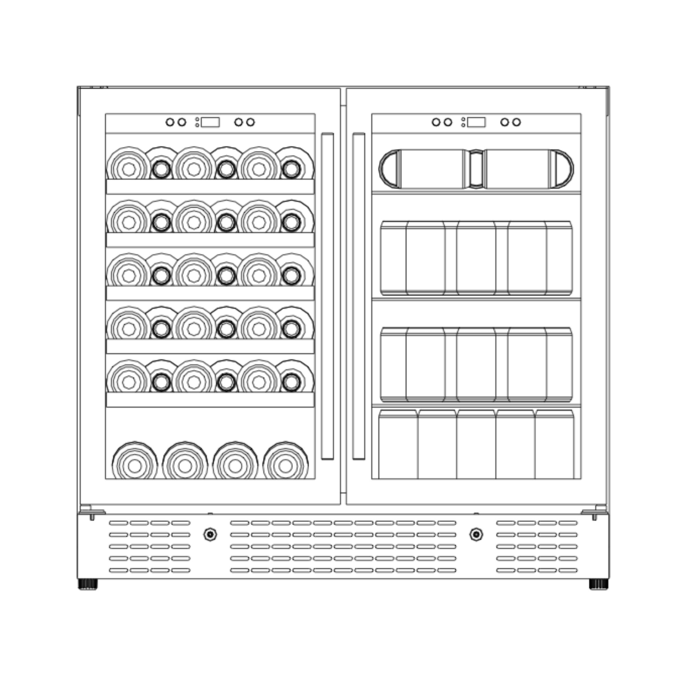 KingsBottle 36" Dual-Zone Beer & Wine Cooler with Low-E Glass Door