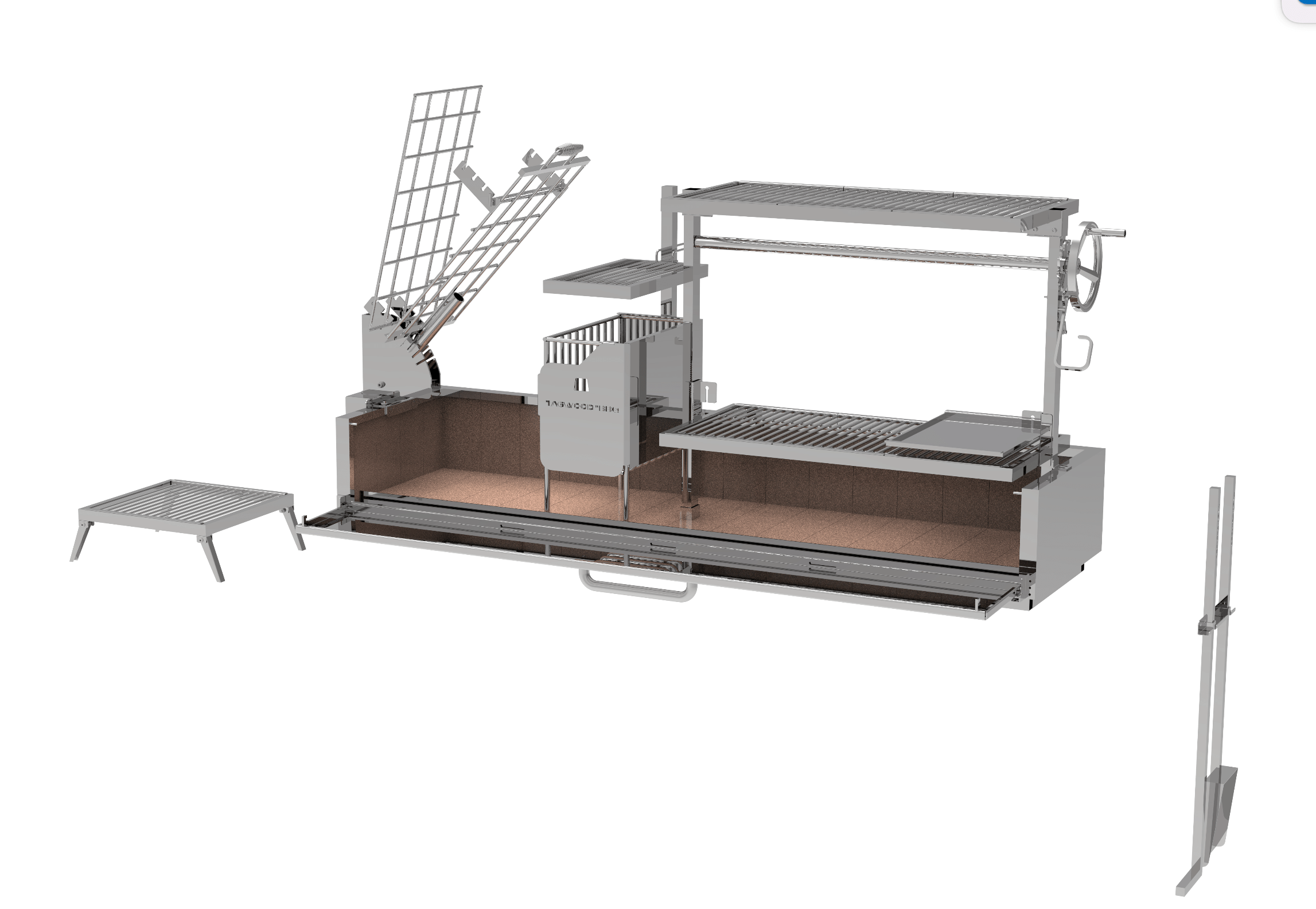 Tagwood BBQ08SS Argentine Santa Maria Wood & Charcoal Gaucho Grill