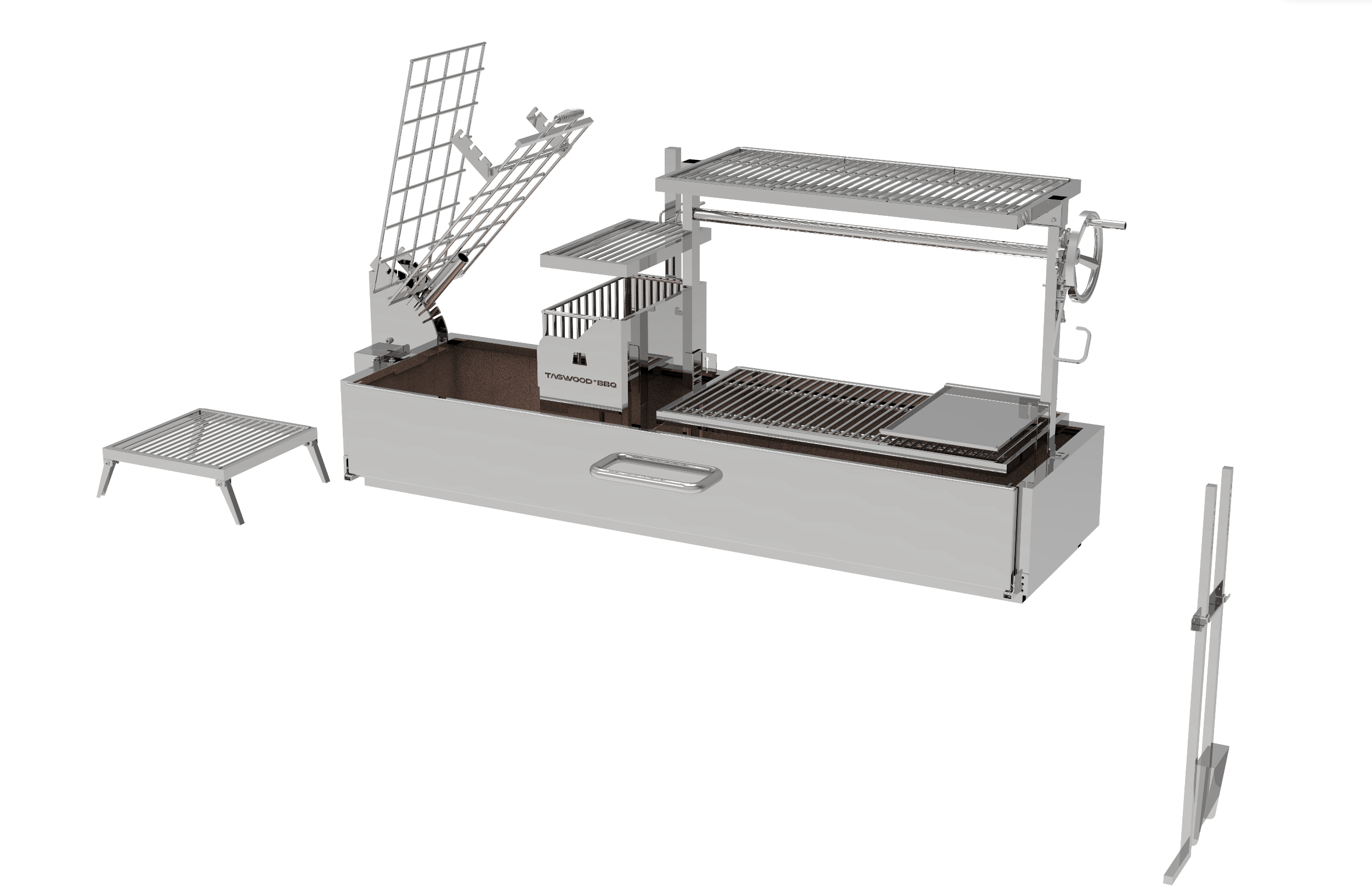 Tagwood BBQ08SS Argentine Santa Maria Wood & Charcoal Gaucho Grill