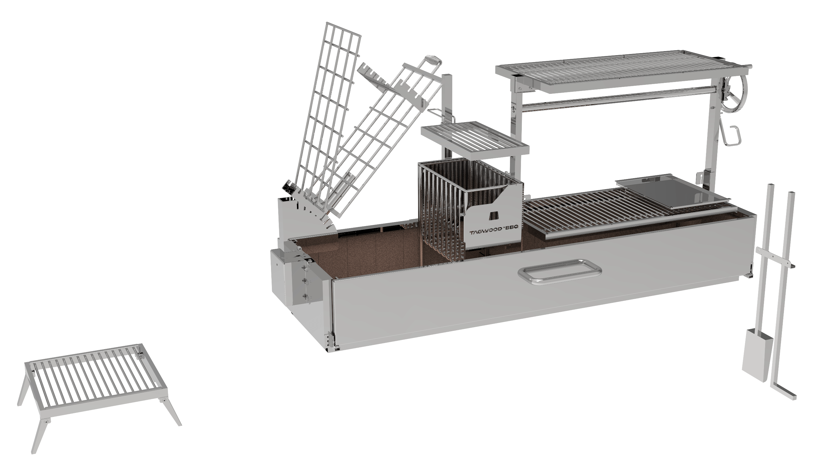 Tagwood BBQ08SS Argentine Santa Maria Wood & Charcoal Gaucho Grill