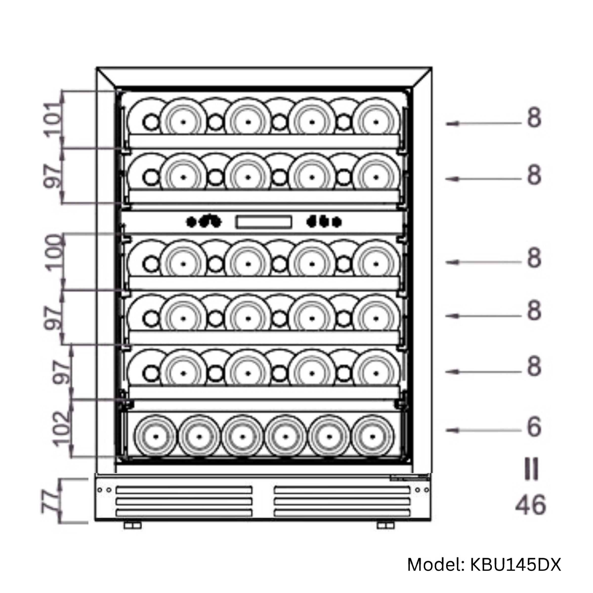 KingsBottle 48" Under Bench Wine Fridge & Bar Refrigerator Combo – 3 Temperature Zones