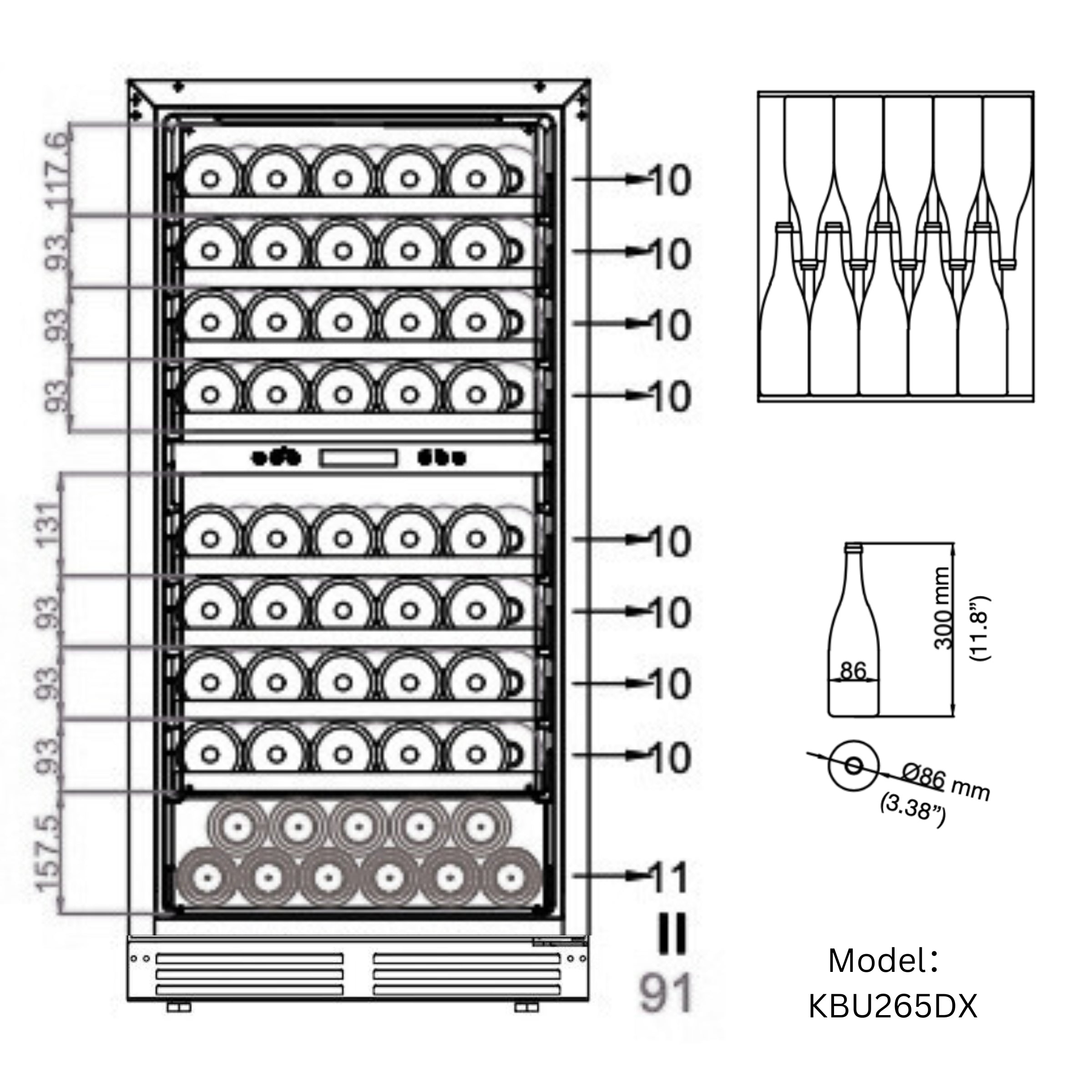 KingsBottle 47-Inch Dual Zone Wine Cooler with Low-E Glass Door