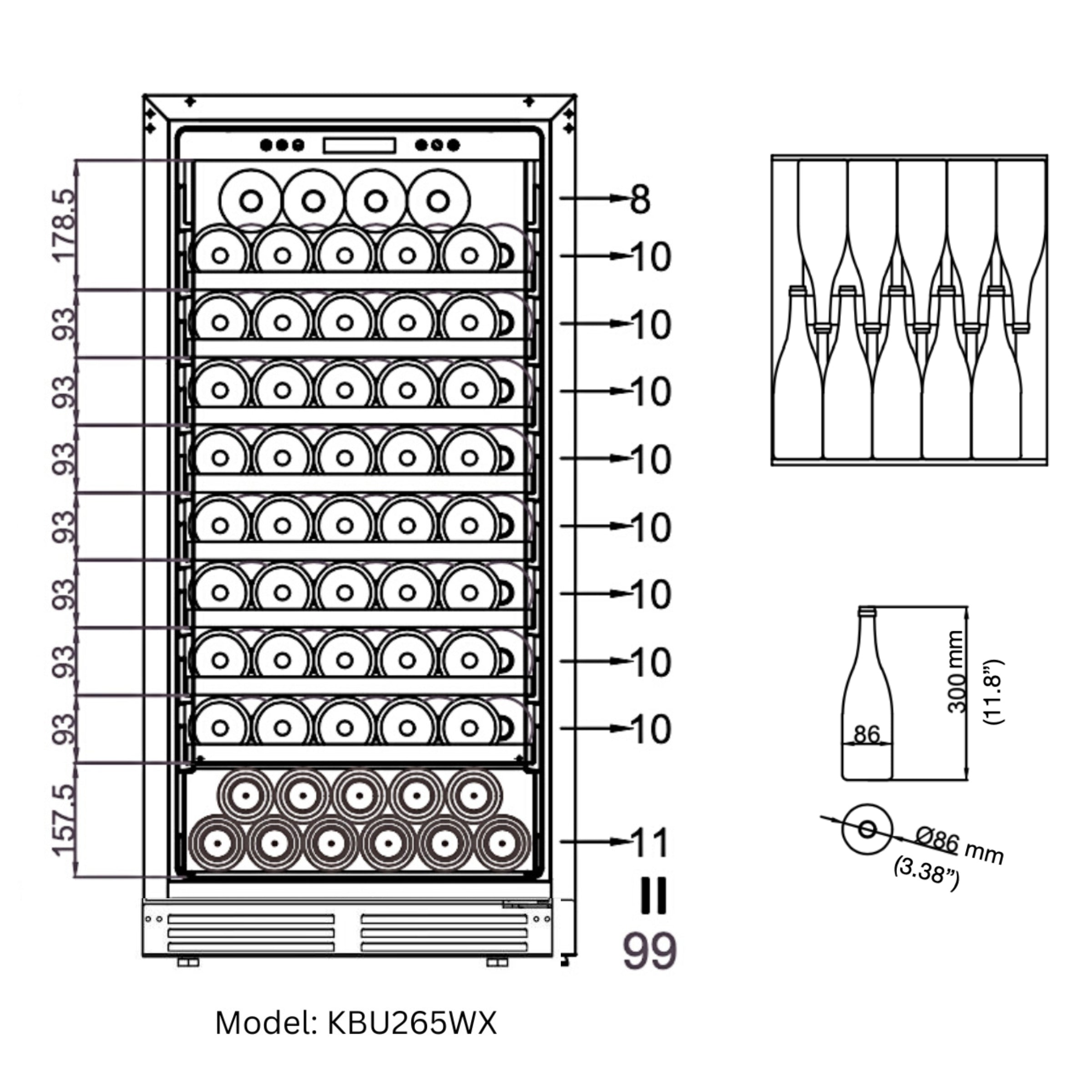 KingsBottle 47" Upright Wine & Beverage Refrigerator Combo – Dual Zone