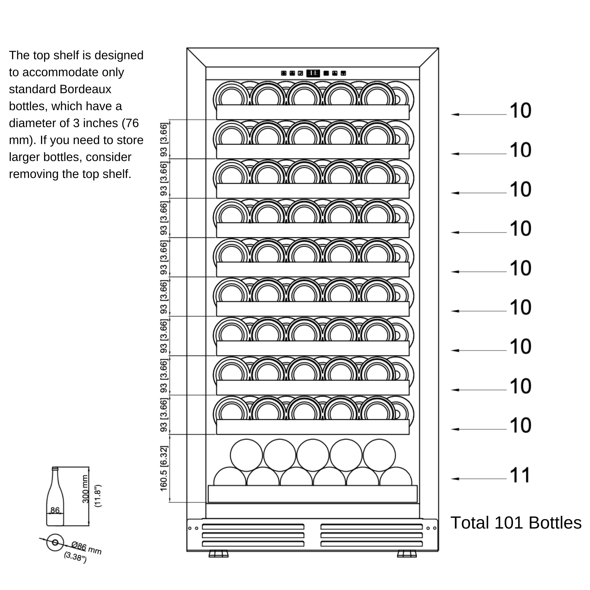 KingsBottle 47" Single Zone Wine Cooler with Low-E Glass Door