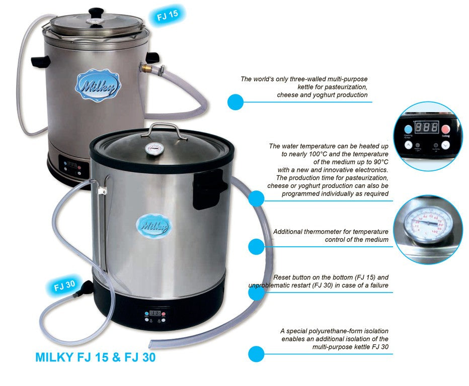 MilkyDay Small Milk Pasteurizer & Yogurt Machine – Milky FJ 15 (115V, 14L Capacity)