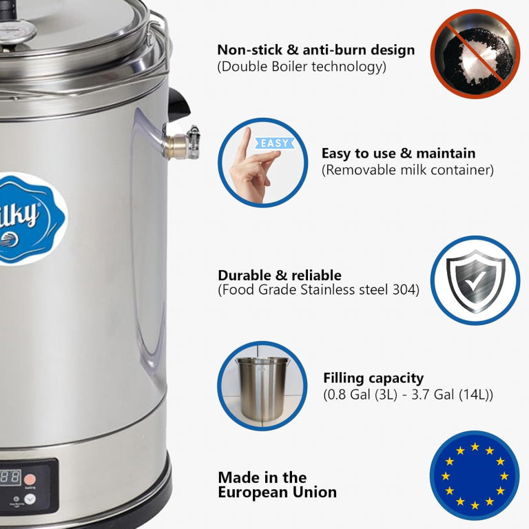 MilkyDay Small Milk Pasteurizer & Yogurt Machine – Milky FJ 15 (115V, 14L Capacity)