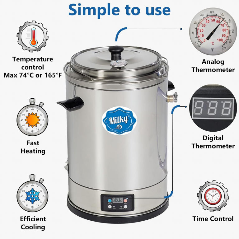 MilkyDay Small Milk Pasteurizer & Yogurt Machine – Milky FJ 15 (115V, 14L Capacity)